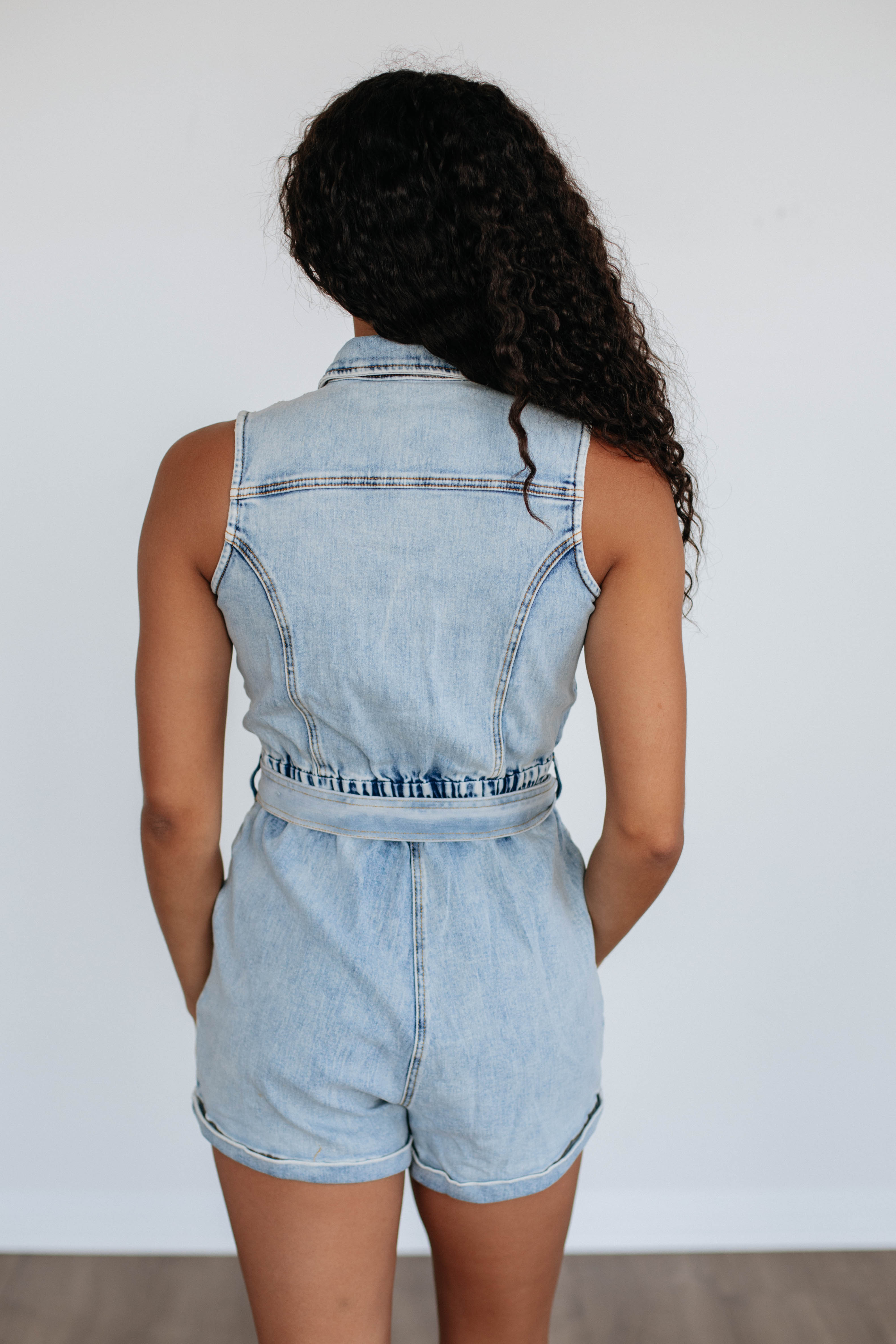 Austen Denim Romper for Women - Stylish Jumpsuit with Pockets | Perfect for Casual Outings, Summer Fashion & Streetwear