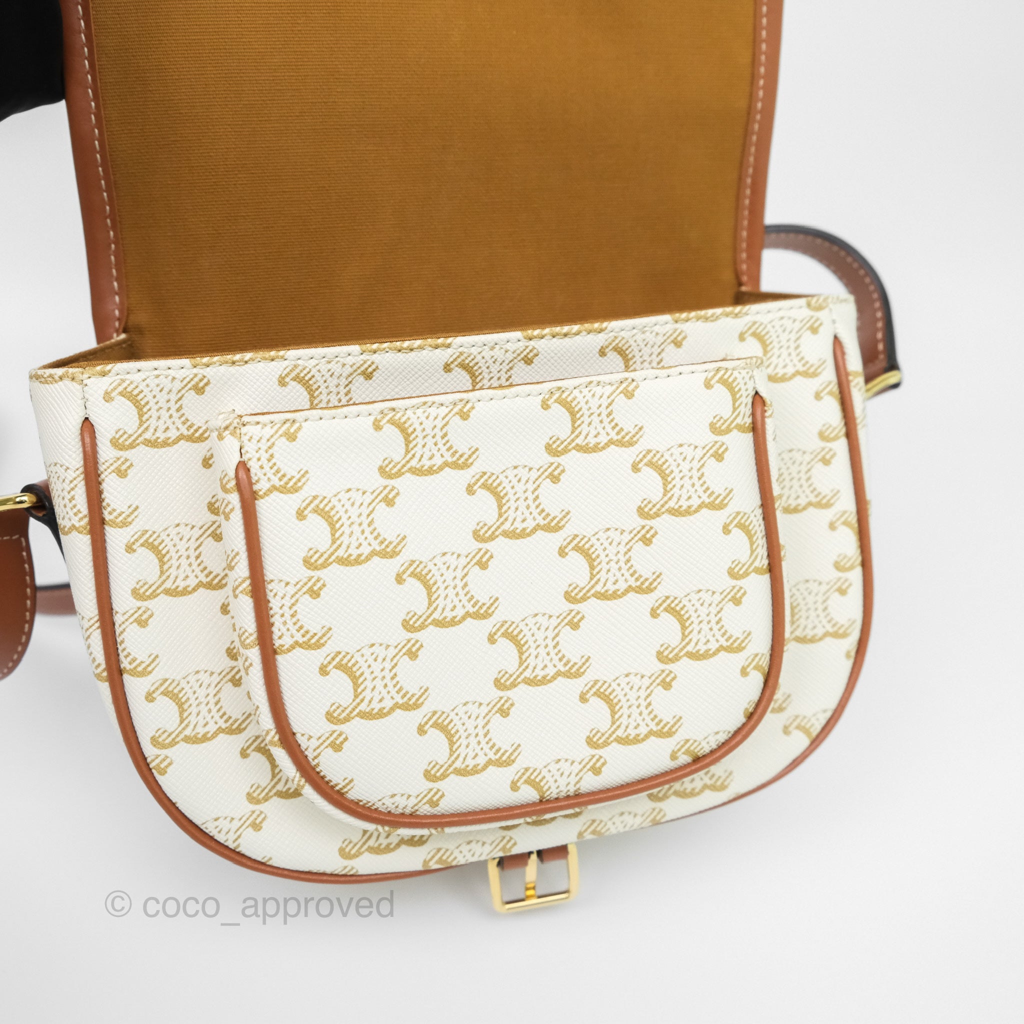 Celine Medium Triomphe Canvas Folco Bag in White - Luxury Handbag for Women, Perfect for Work, Travel & Everyday Use