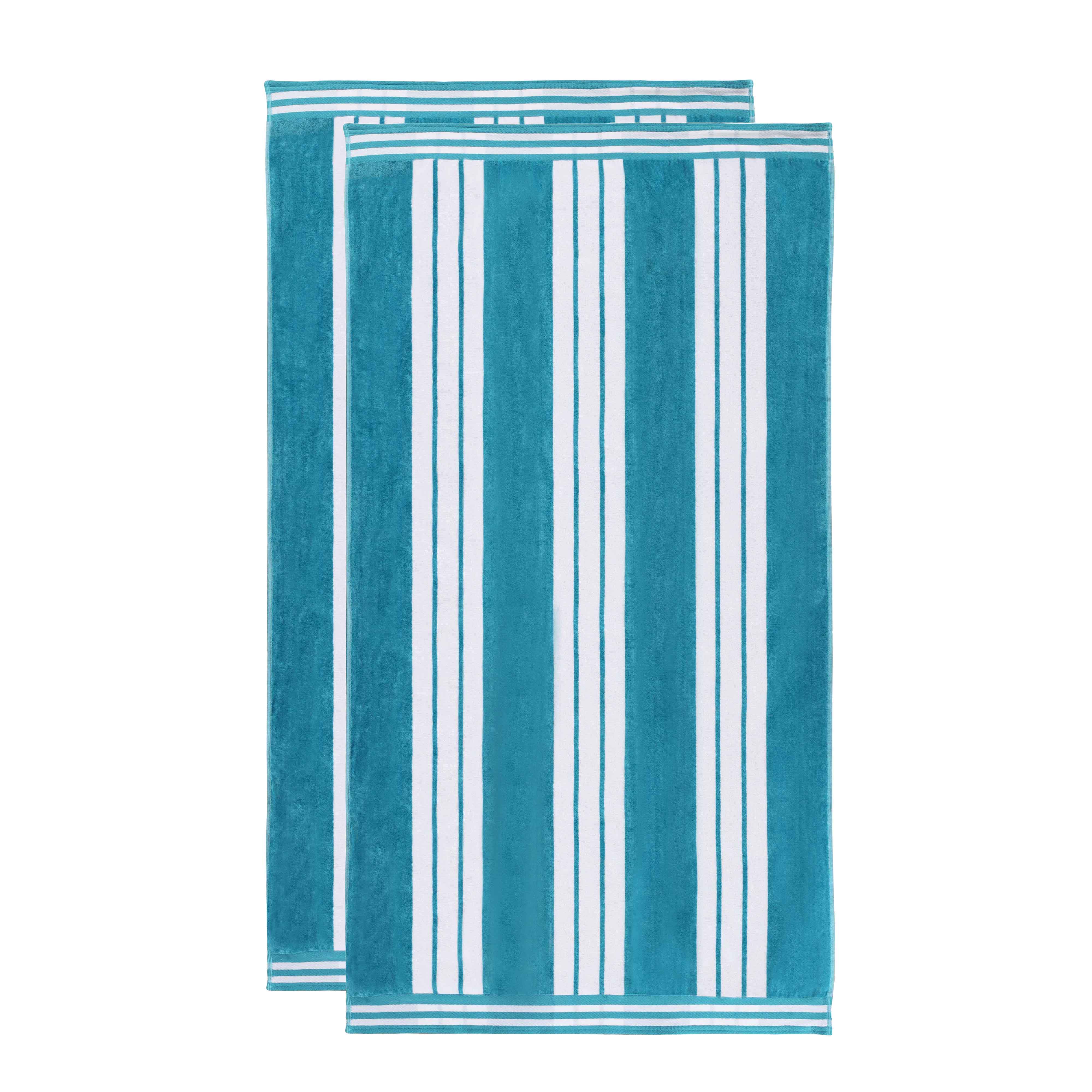 Premium Oversized Cabana Striped Cotton Beach Towel Set - 2, 4, or 6 Pack - Soft Quick-Dry Bath Towels for Pool, Beach, Vacation & Spa Days