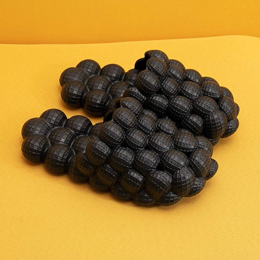 WSSBK Women's Cute Bubble Ball Slippers - Soft EVA Summer Slides for Bathroom, Home & Indoor Use - Anti-Skid Comfort Sandals (Black, Size 43-44) | Perfect for Spa, Beach, Lounging & Gift Giving