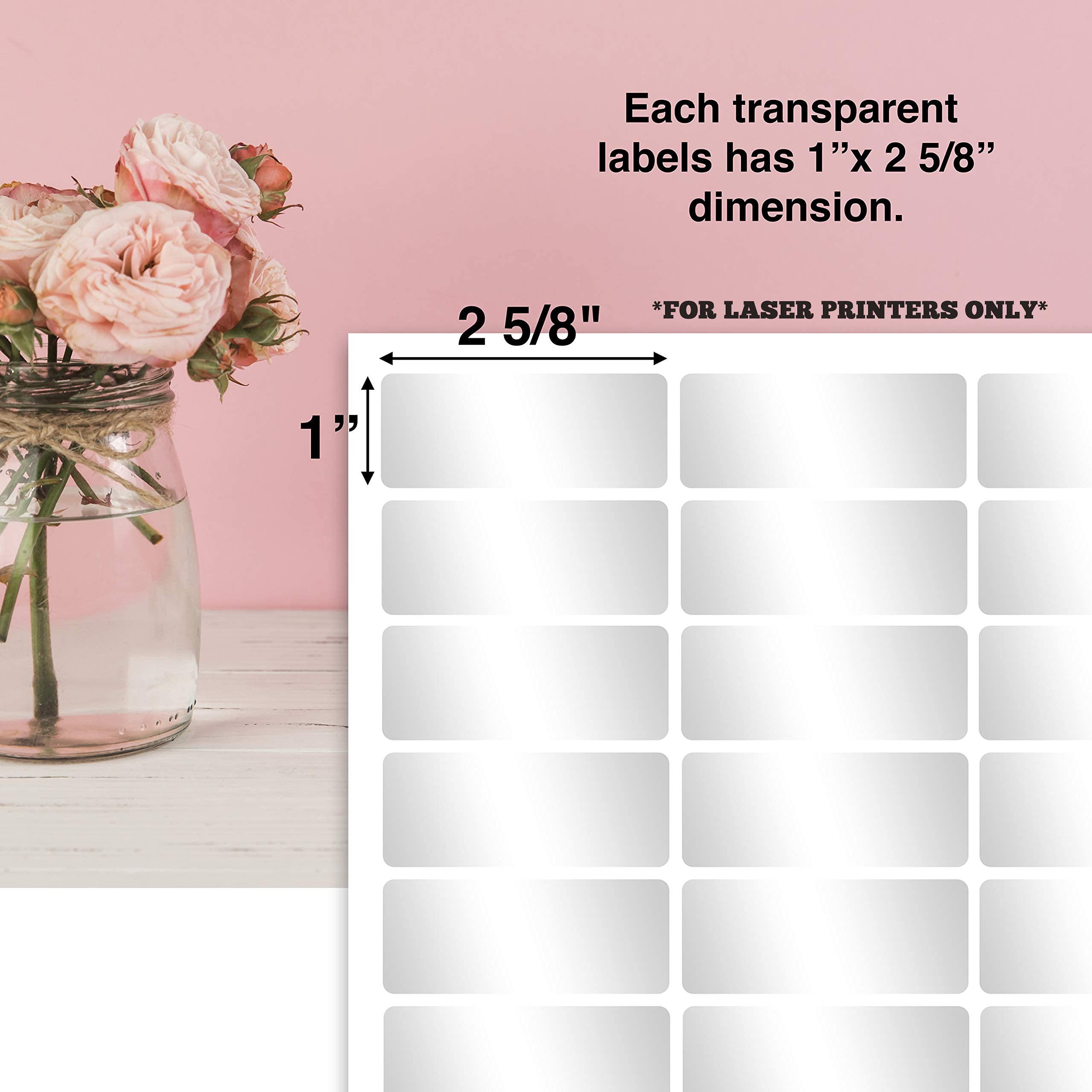 Premium Glossy Crystal Clear Address Labels for Laser Printer - 1