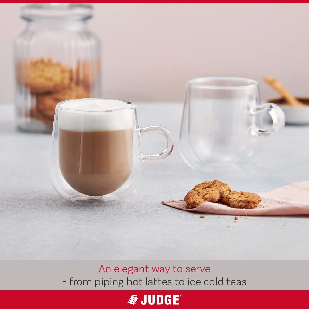 Premium Double Walled Glass Coffee Mugs Set of 2 - 275ml (9.3oz) Vacuum Insulated Handcrafted Artisan Cups for Hot & Cold Drinks - Perfect for Home, Office or Cafe Use