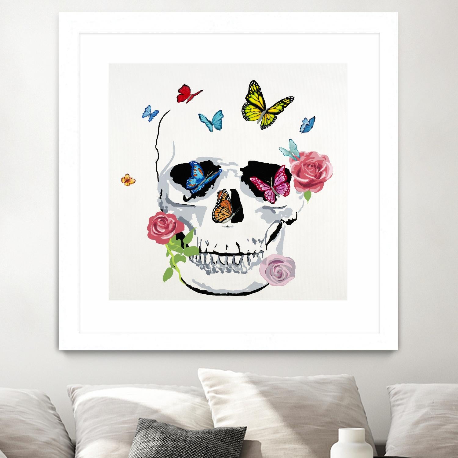 Butterfly Flower Skull Necklace - Gothic Punk Jewelry for Women, Unique Handmade Accessory - Perfect for Halloween, Cosplay, and Alternative Fashion