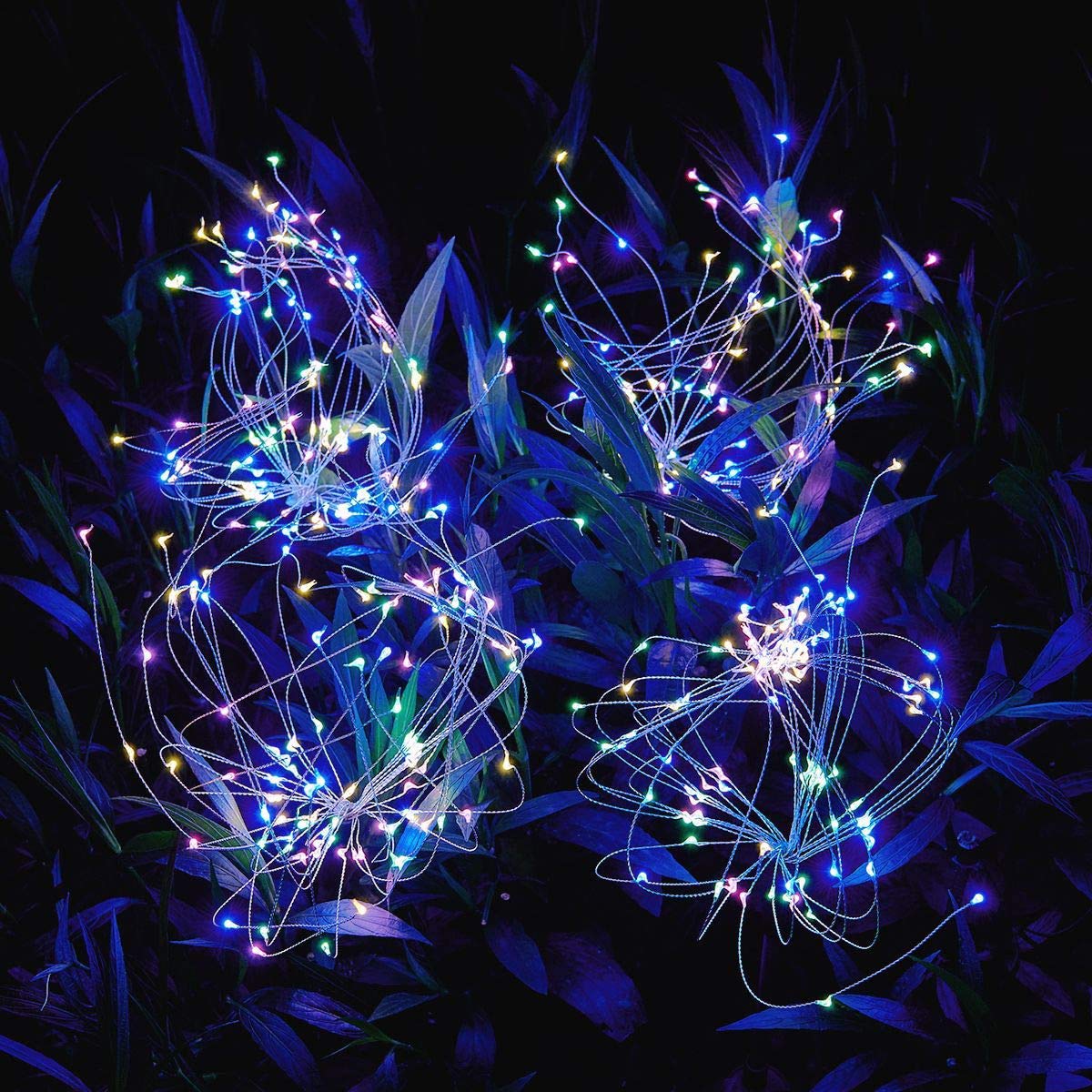 4 Pack Solar Garden Lights - 105 LED Solar Powered Firework Stake Lights for Outdoor Decoration, DIY Flowers, Stars, Walkway, Pathway, Backyard & Christmas Decor - Perfect for Landscape Lighting, Garden Parties & Holiday Displays