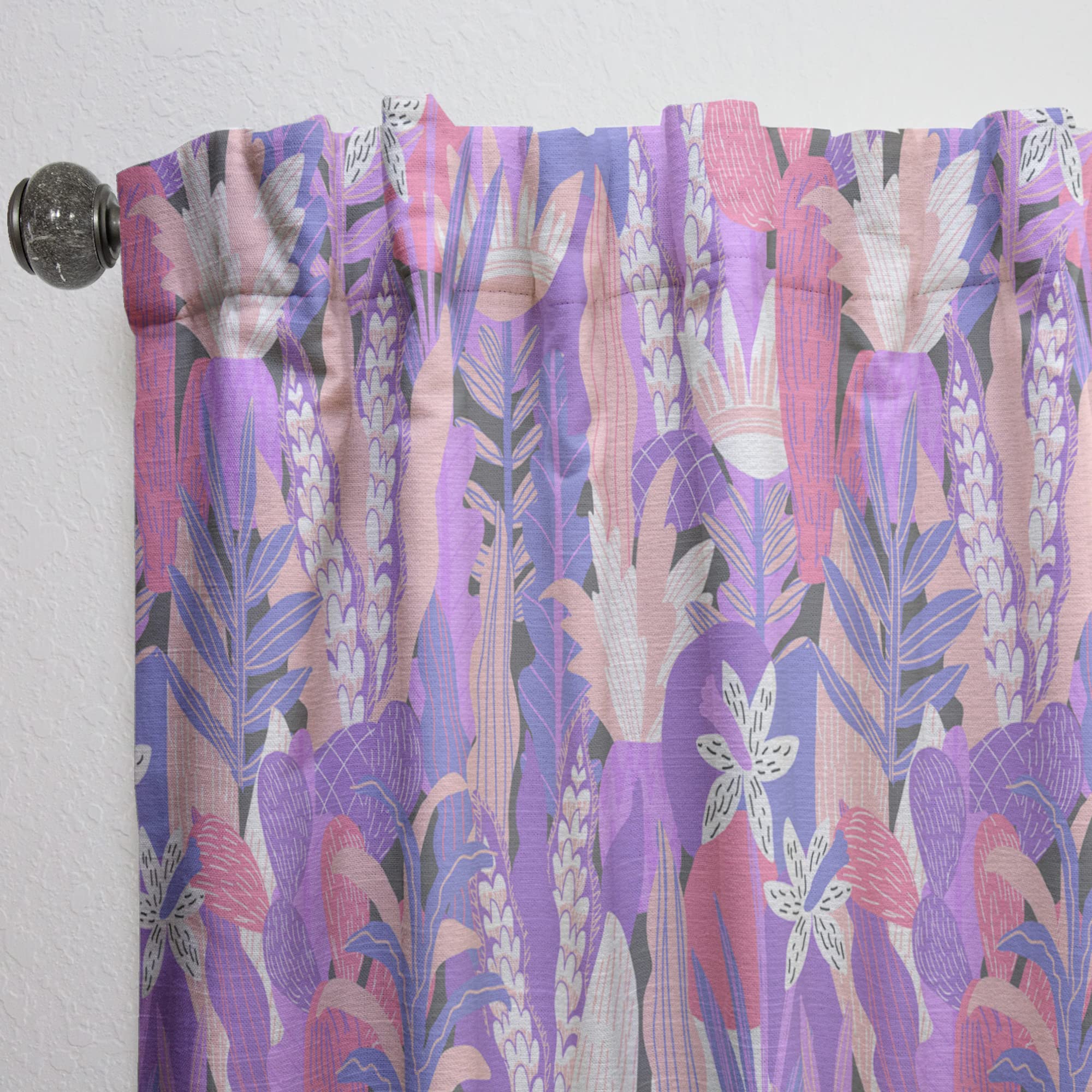 DesignQ Purple Fantasy Flowers Thermal Insulated Curtains - Single Panel 52x95 Inch - Elegant Bedroom & Living Room Drapes for Home Decor, Blackout & Energy Saving