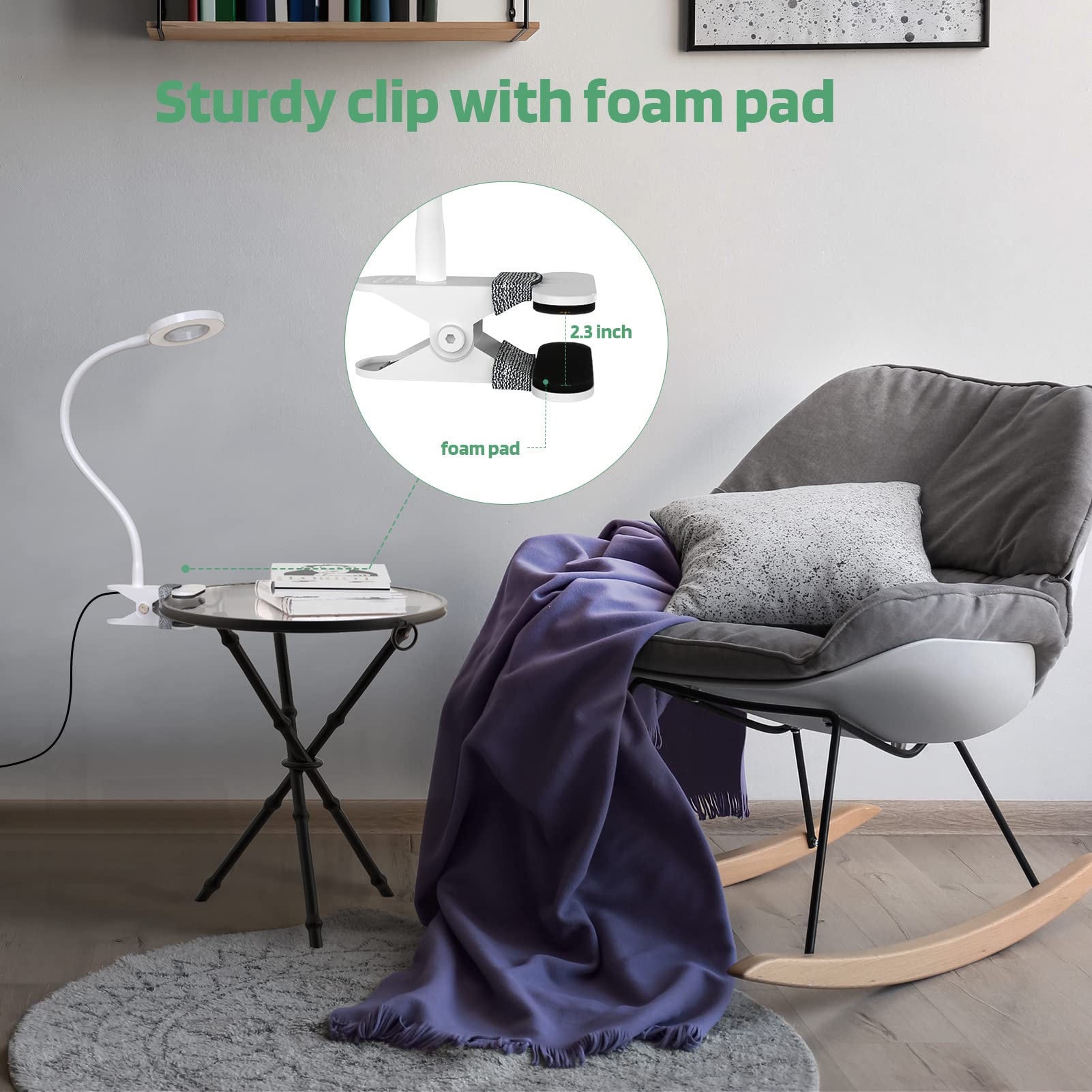 Glorious-Lite LED Clip On Reading Light - 36 LED Eye-Caring Book Light with 4 Brightness Modes & 360° Adjustable Gooseneck - Perfect for Bedside, Desk, Computer, Headboard, Dorm Room & Night Reading (White)
