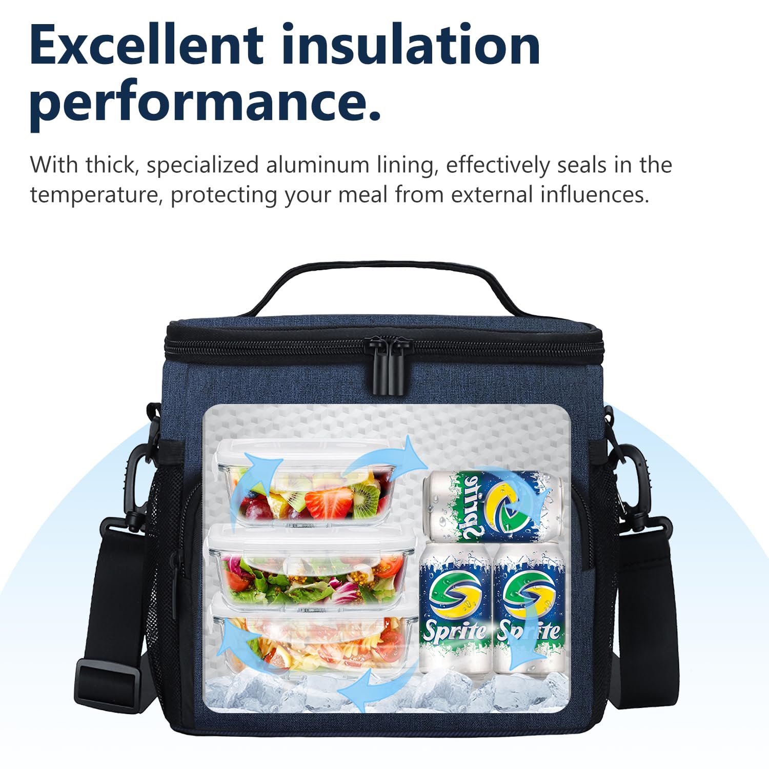 Gloppie Insulated Lunch Box for Men & Women - Reusable Cooler Lunch Bag with Leakproof Design, Perfect for Office, School, Picnic & Outdoor Activities - Blue