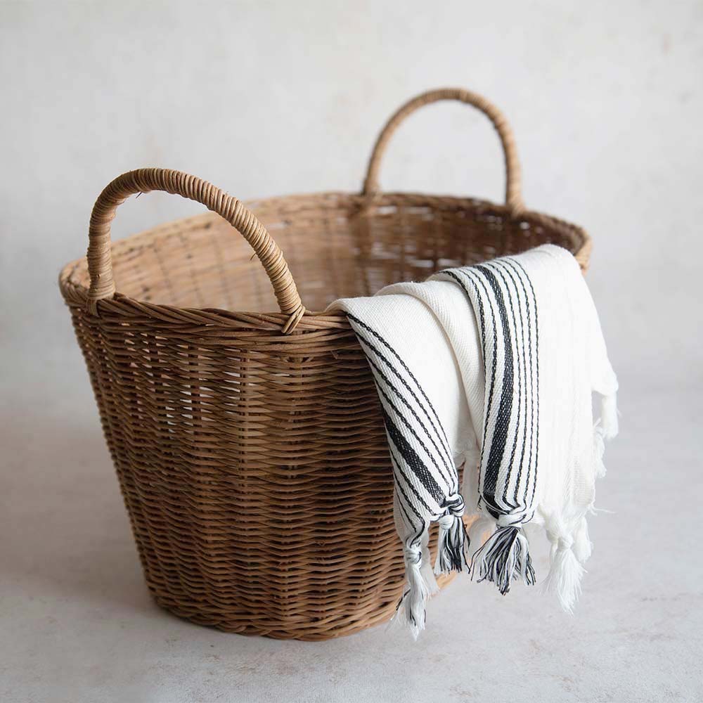 Handwoven Rattan Catchall Basket - Stylish Home Decor for Keys, Jewelry & Essentials | Perfect for Entryway, Bathroom & Bedroom Organization
