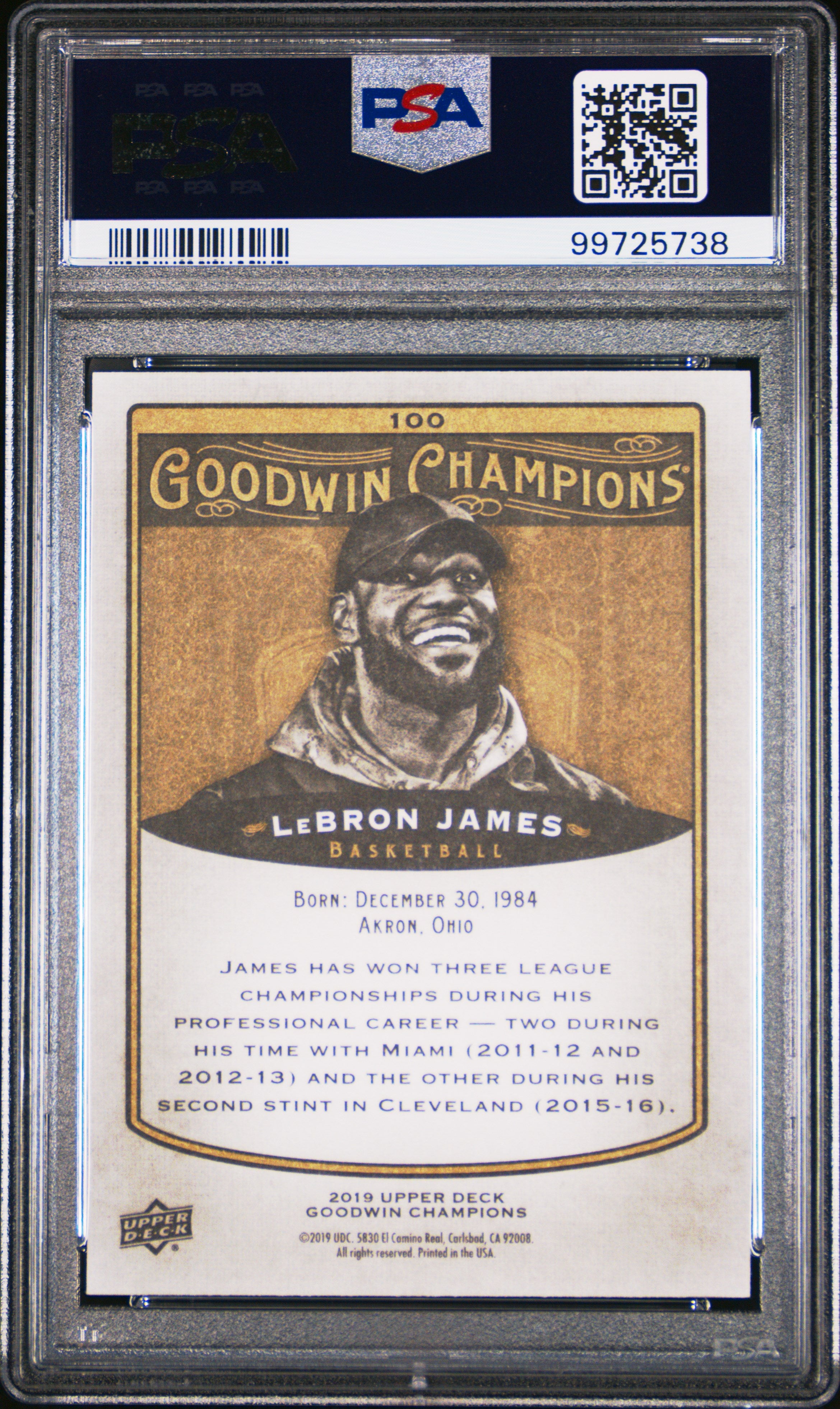 2019 Upper Deck Goodwin Champions LeBron James #100 PSA 10 Gem Mint Basketball Card - Perfect for Collectors, Investors & Sports Memorabilia Displays