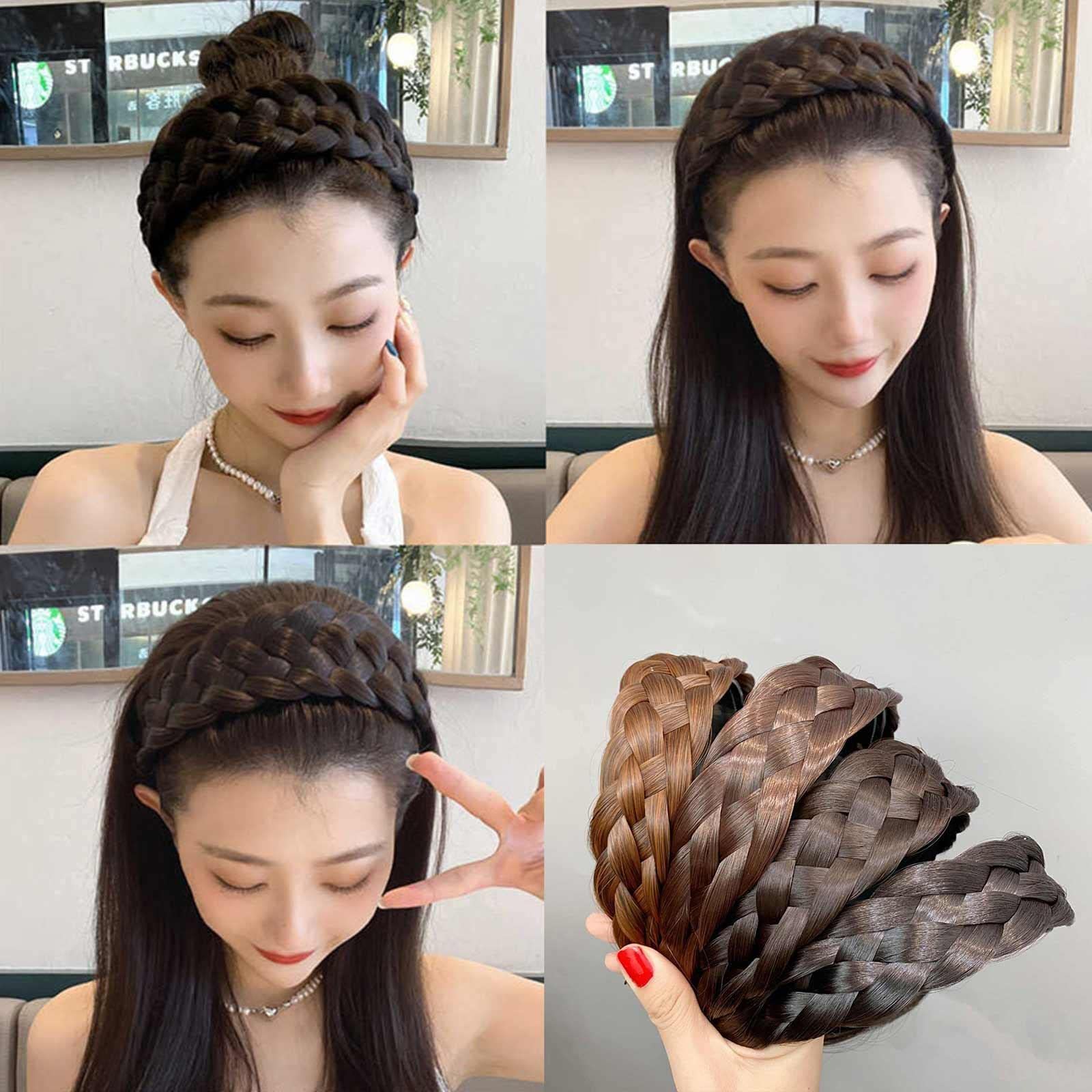 Bohemian Braid Wig Twist Headband - Thick Fishbone Braid Hair Hoop with Accessories for Women (Perfect for Festivals, Cosplay & Daily Styling)