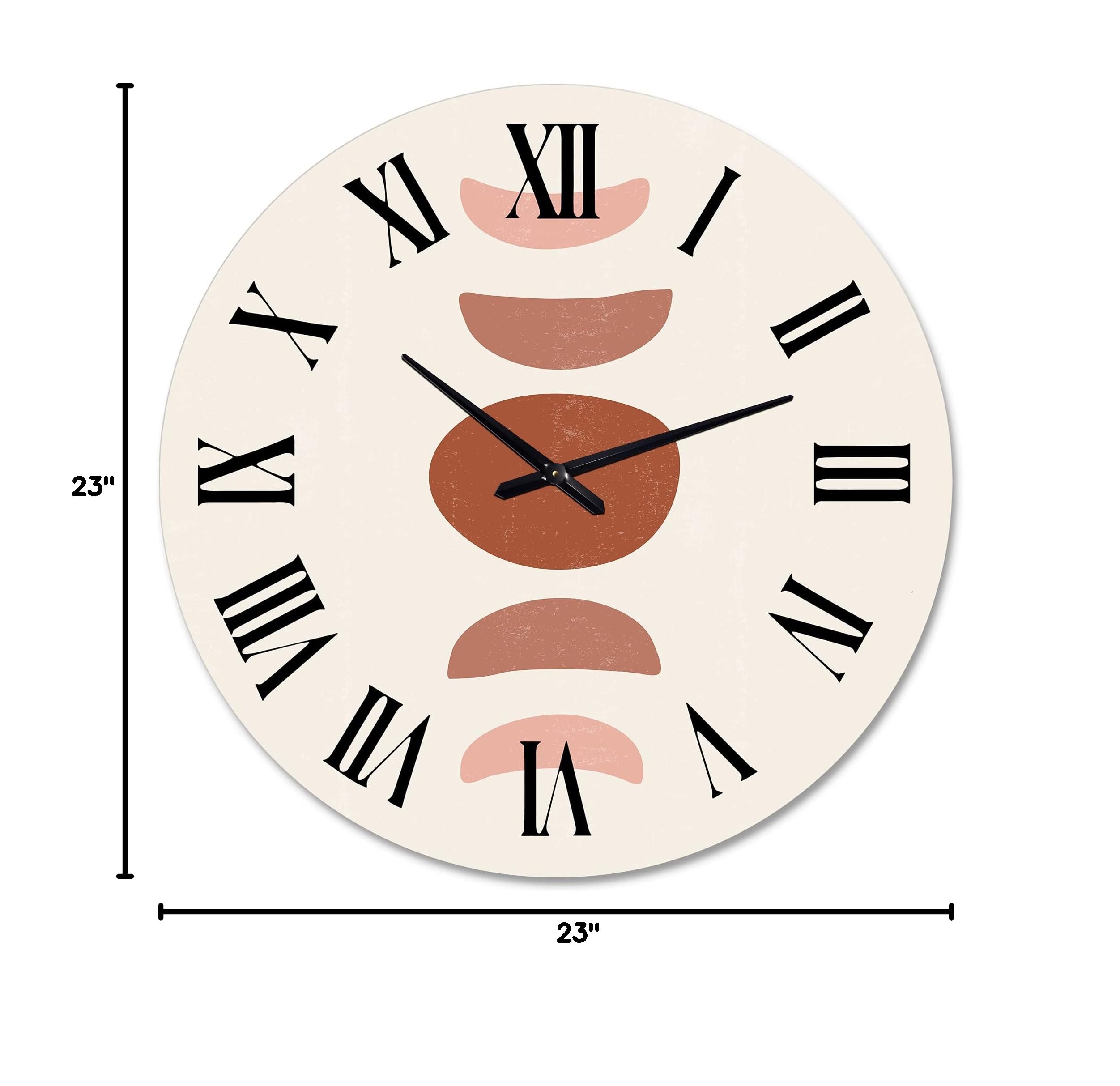 Minimal Moon Phases Modern Wall Clock - Large Abstract Fractal Design for Living Room, Bedroom & Office Decor | Silent Non-Ticking Battery Operated