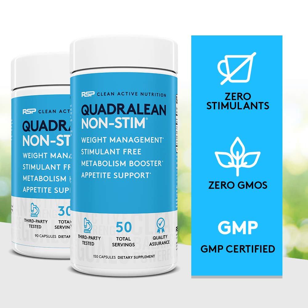 RSP Nutrition QuadraLean - Stimulant-Free Weight Management Supplement with CLA, L-Carnitine & Green Tea Extract - Metabolism Booster, Energy & Appetite Support - 50 Servings (Packaging May Vary) - Perfect for Fitness Enthusiasts & Healthy Lifestyle