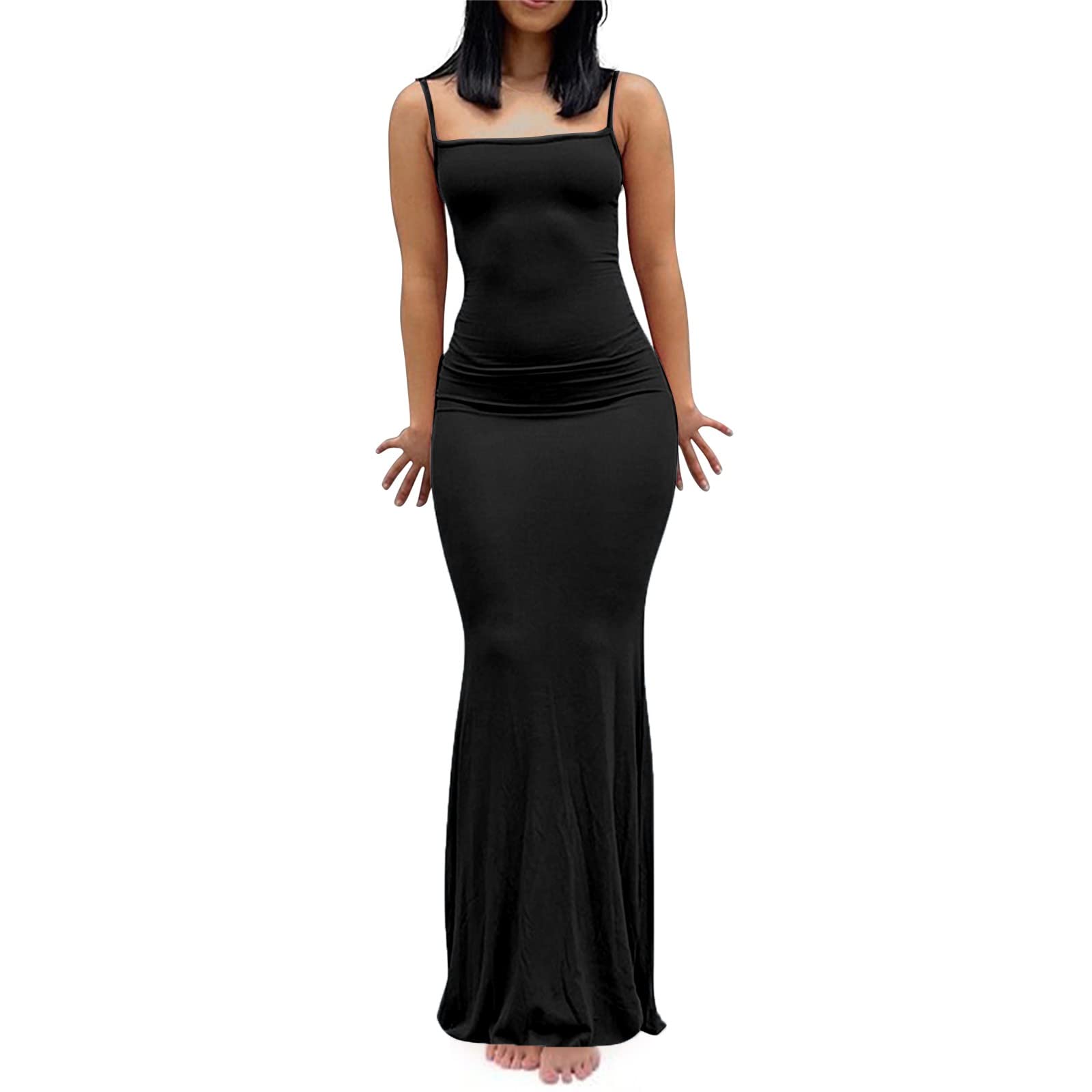 Women's Mini Dress - Solid Color Slim Fit Sling Bodysuit with V-Neck | Elegant Long Shift Dress for Casual, Party & Home Wear | Fashionable & Comfortable Outfit for Everyday Style