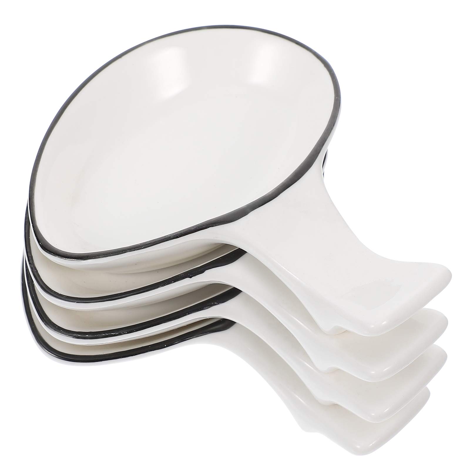 DOITOOL 4-Piece Ceramic Sauce Dishes Set - Creative Chopstick Holders & Cutlery Rack - White Vinegar Bowls for Sushi, Dumplings & Asian Dining - Perfect for Restaurants, Home Kitchen & Party Serving