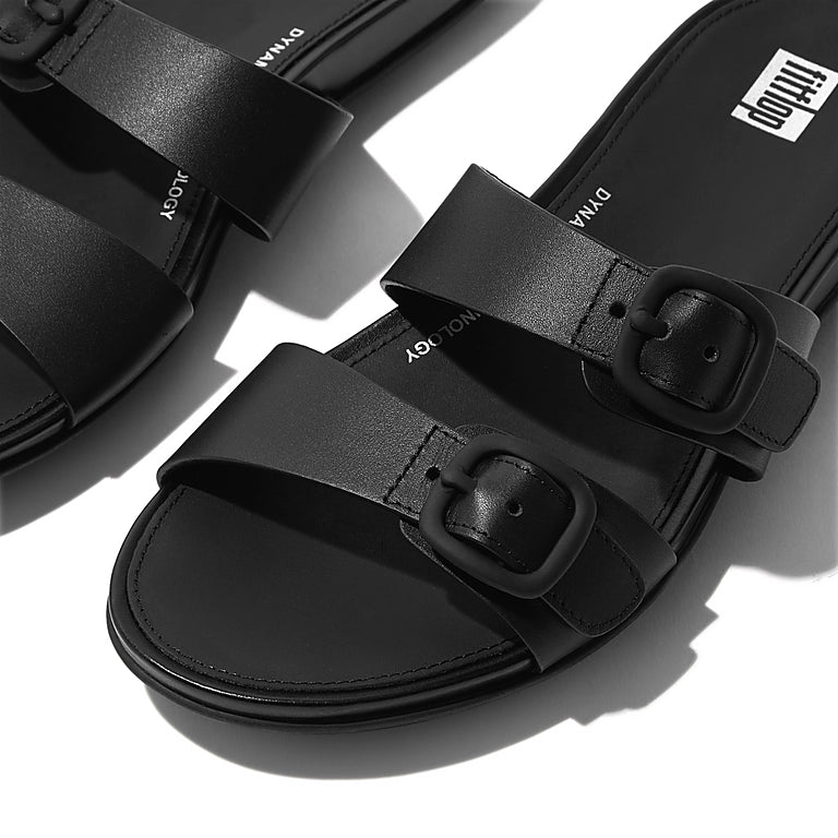 Fitflop Gracie Women's Comfort Slide Sandals with Rubber Buckle & Two-Bar Design - Perfect for Beach, Pool, and Casual Summer Outfits