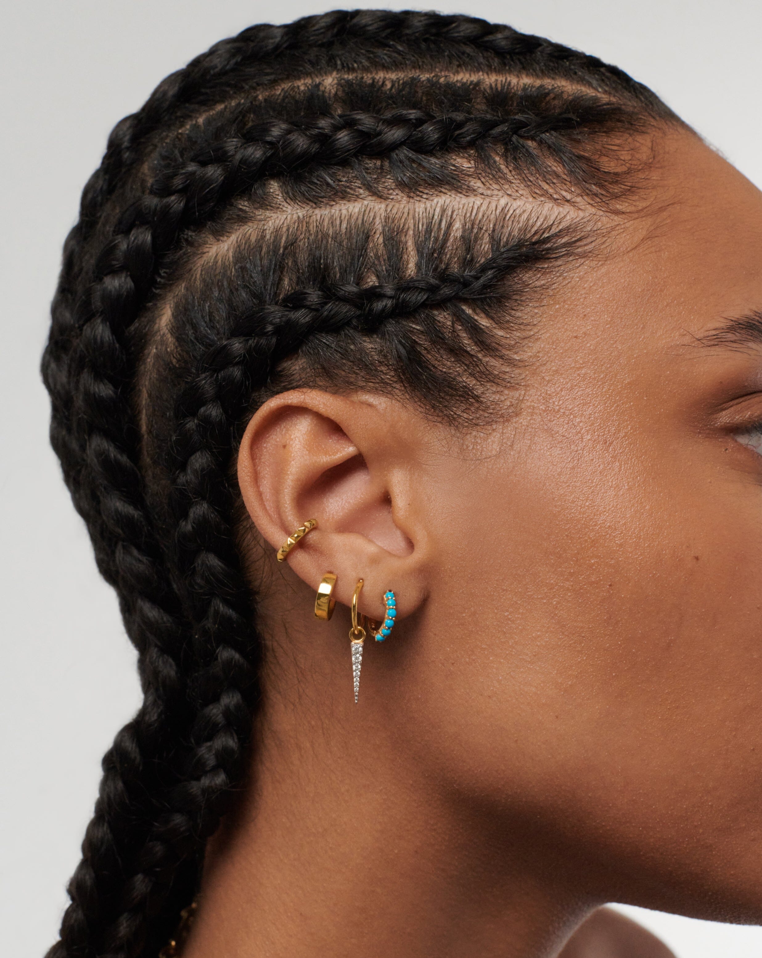 18k Gold Vermeil Turquoise Huggie Earrings for Women – Dainty Gemstone Hoop Earrings for Everyday Wear, Gift for Her, Boho Jewelry for Casual & Party Outfits