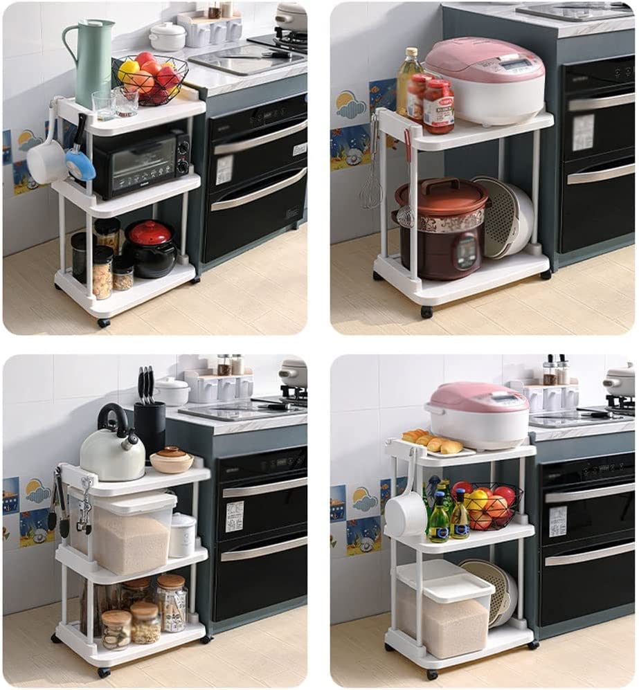 Heavy Duty Utility Rolling Cart with Wheels & Hooks - Mobile Storage Organizer for Bathroom, Laundry, Kitchen & Office - Perfect for Organizing Cleaning Supplies, Toiletries & Office Essentials