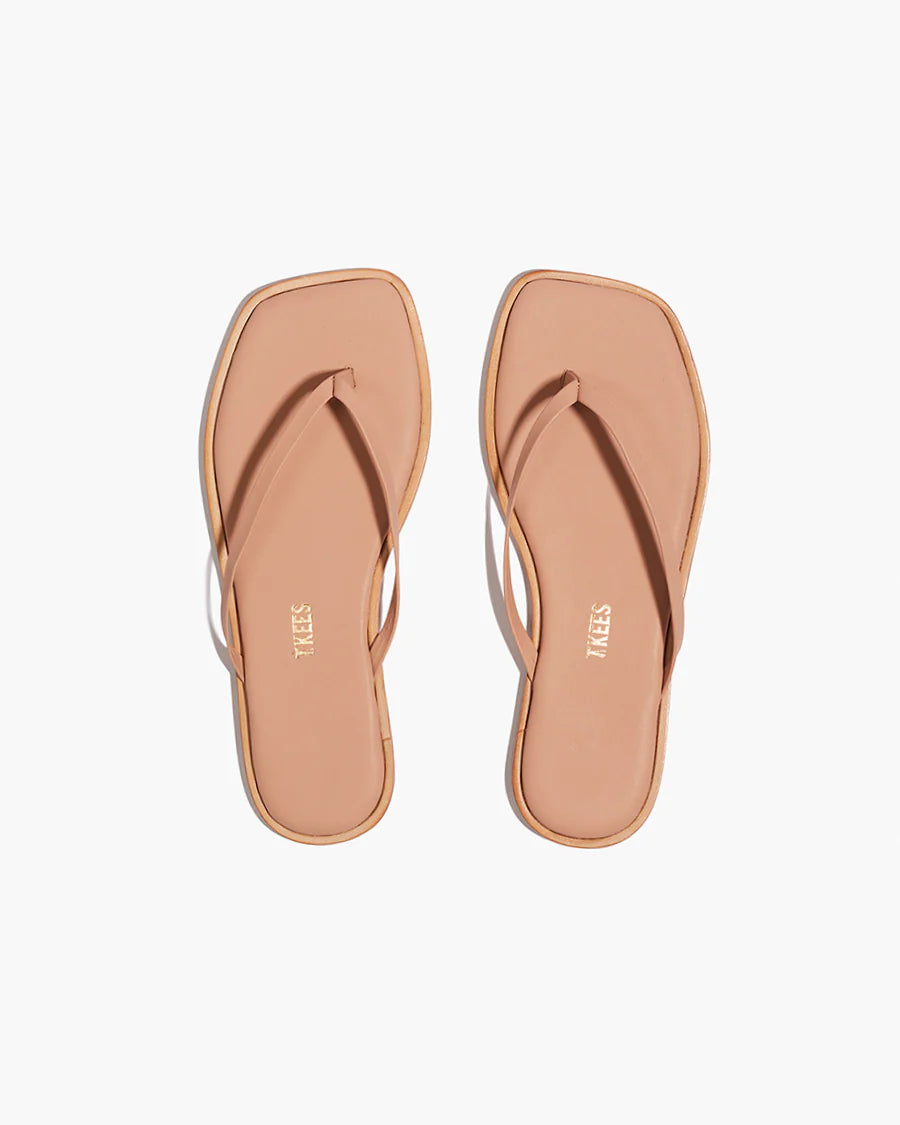 TKEES Dylan Sandal in Nude Beach - Women's Minimalist Leather Flip Flops for Summer - Perfect for Beach Vacations, Poolside Lounging & Casual Outings