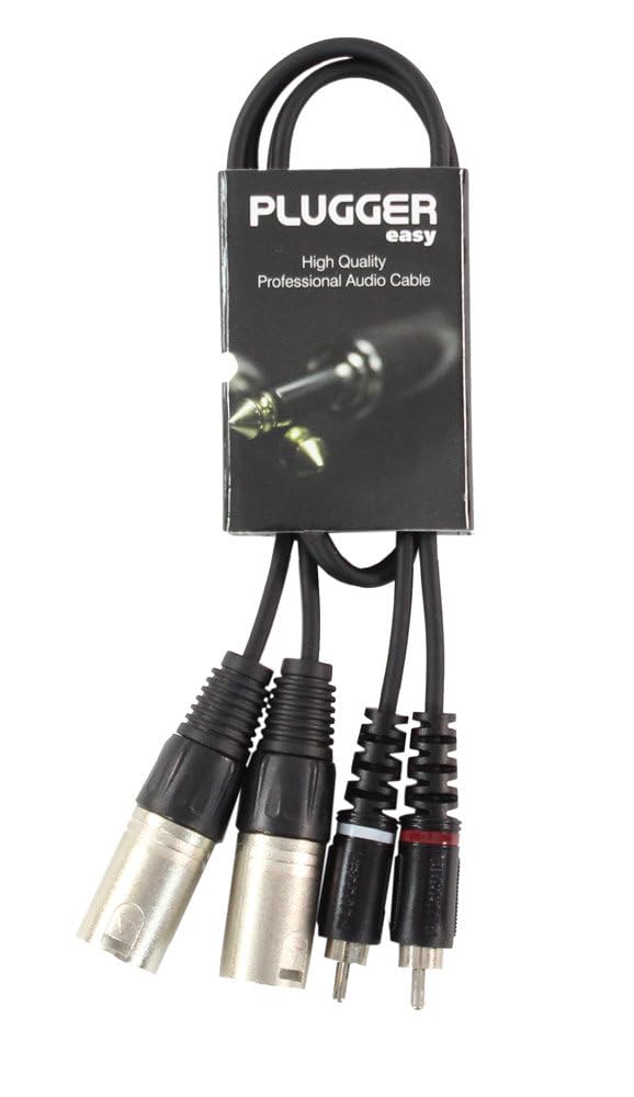Plugger Strap 3B/XLR Male to RCA Male Audio Cable 0.60m (2ft) Black - Professional Studio & Home Audio Equipment Connection