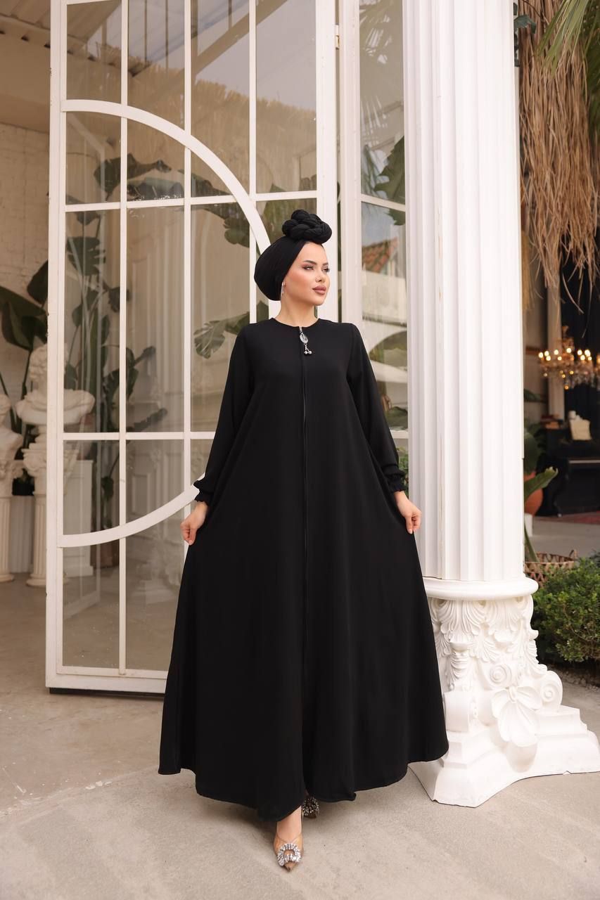 Halah Zipper Front Abaya for Women - 8 Stylish Colors | Modest Islamic Dress for Prayer, Eid & Special Occasions