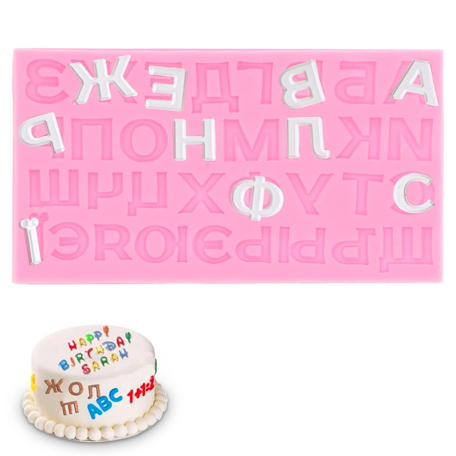 Russian Alphabet Silicone Molds - Letter Molds for Candy, Fondant, Chocolate & Cake Decorating - DIY Baking & Craft Supplies (Pink) - Perfect for Birthday Parties, Wedding Cakes & Holiday Treats