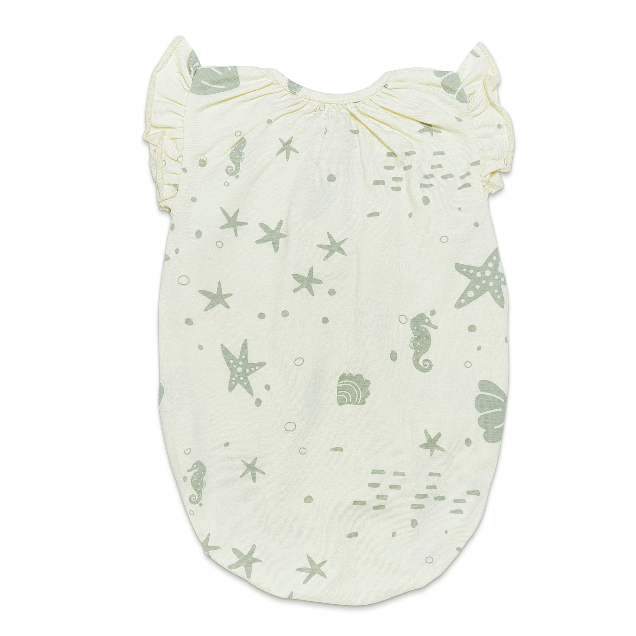 Organic Flutter Sleeve Button Romper for Baby Girls - Soft Cotton Sugar Cookie Color - Perfect for Photoshoots, Playdates & Special Occasions