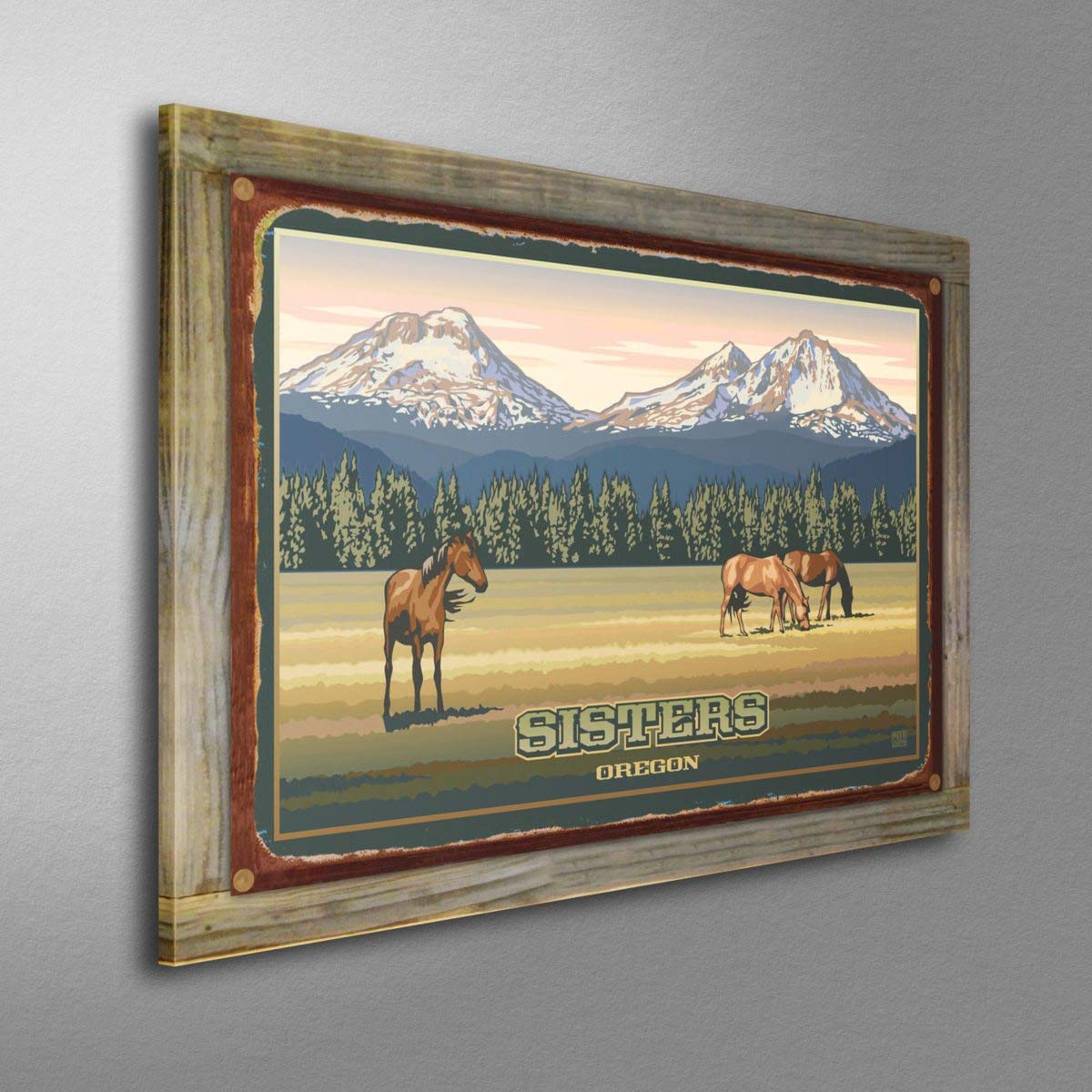 Rustic Metal Print on Reclaimed Barn Wood - Oregon Mountains Landscape Art by Paul Leighton | 11.5x17.5 Inch Wall Decor for Cabin, Farmhouse & Office | Travel Inspired Artwork from Sisters, Northwest