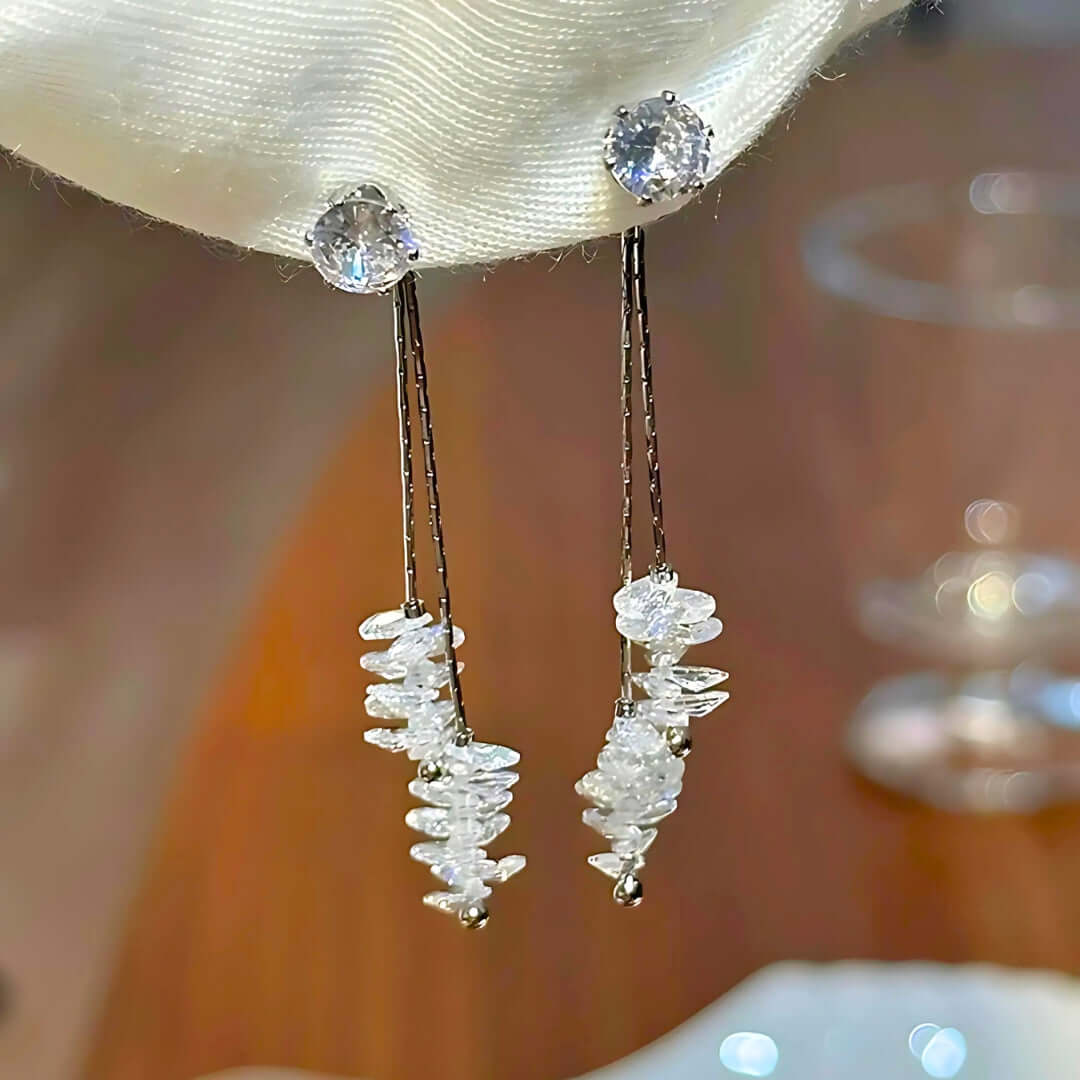 Elegant Clear Quartz Dangle Chandelier Earrings for Women | A2748 | Perfect for Weddings, Parties & Special Occasions
