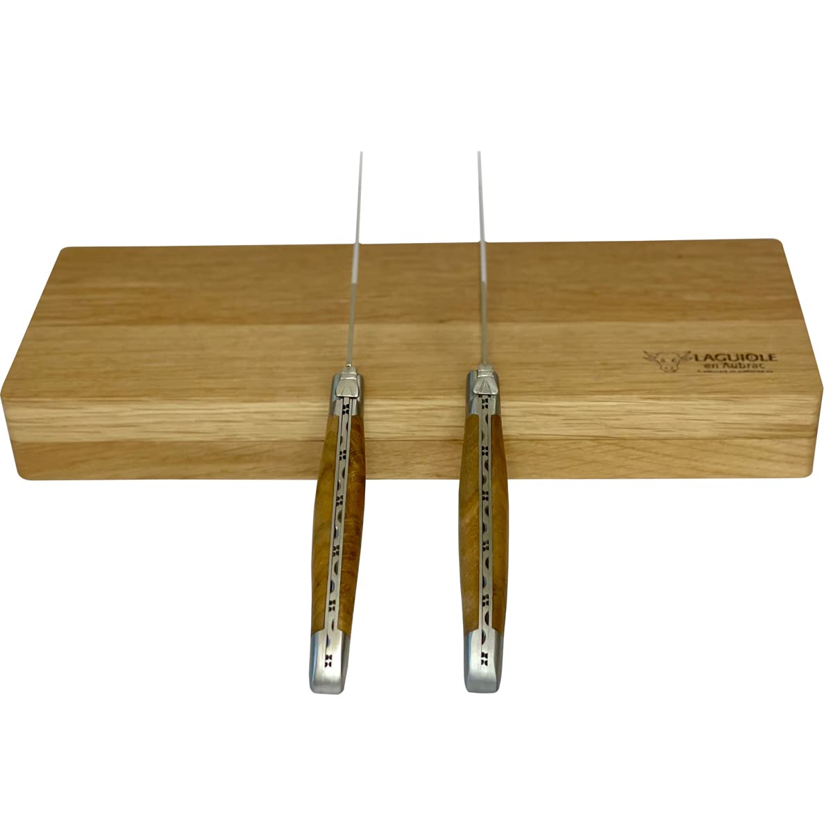 Premium Laguiole en Aubrac Luxury Forged Full Tang Steak Knives Set - 2-Piece Stainless Steel Blades with Teak Wood Handles & Brushed Bolsters - Perfect for Fine Dining, Steakhouse Experience & Gourmet Gifts