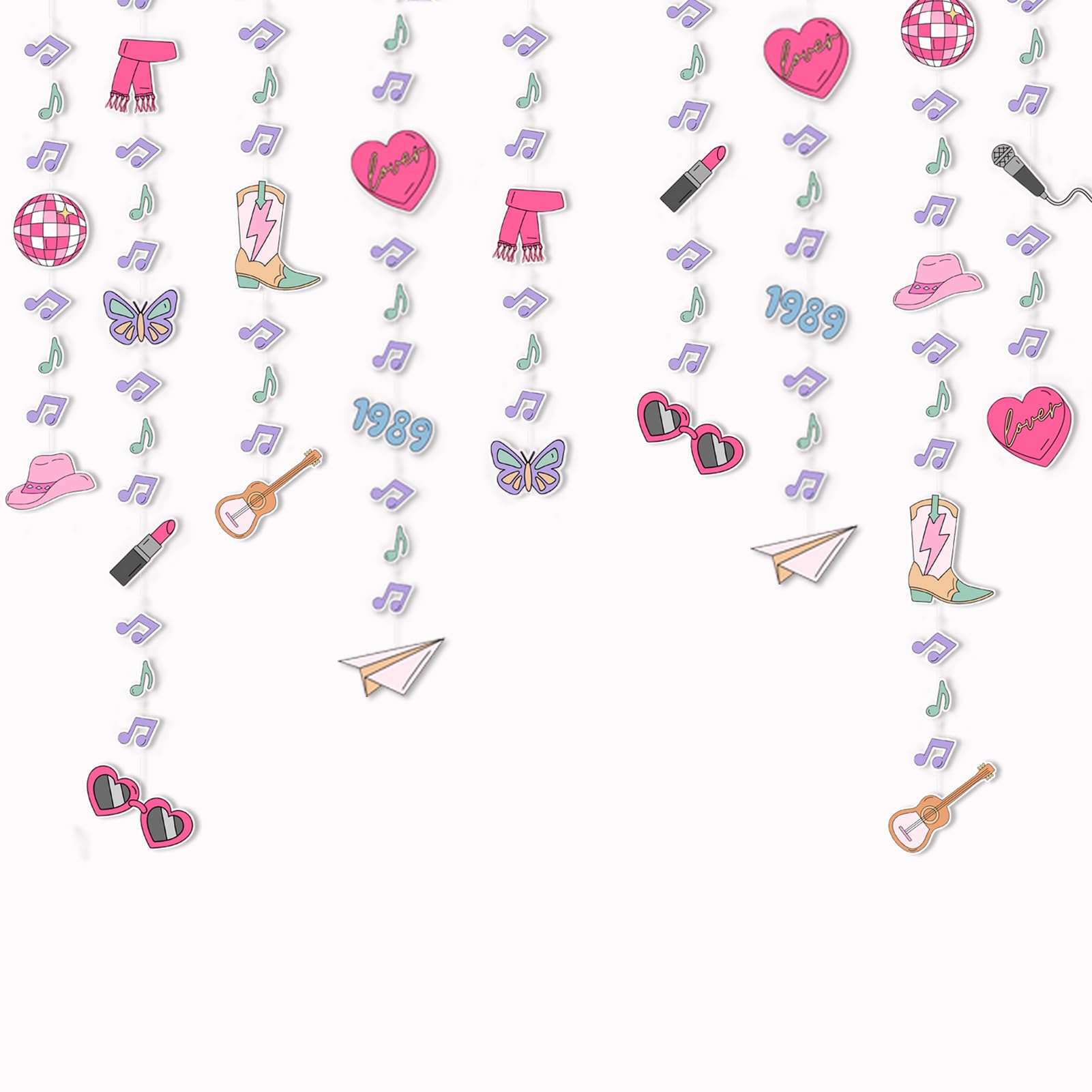 Singer Birthday Party Decorations - 6 Pack Hanging Garland for Music Fans, Bachelorette & Bridal Showers - Perfect for Photo Booth Backdrops & Music-Themed Celebrations