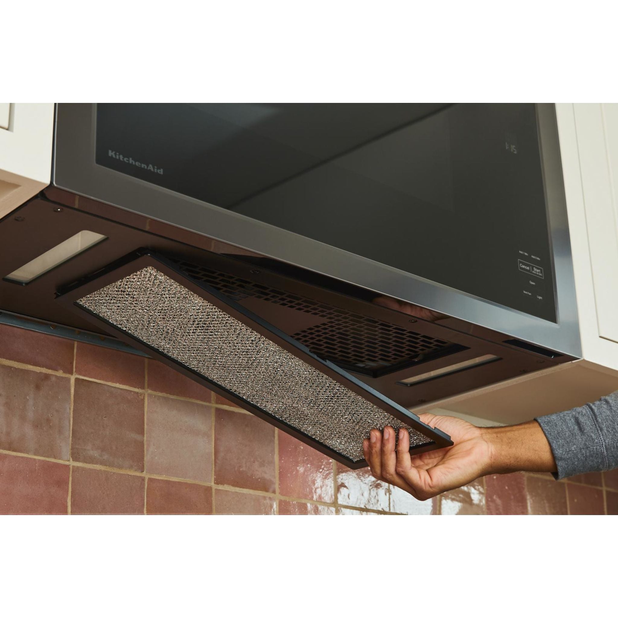 KitchenAid YKMMF330PBS Over-the-Range Microwave Oven - 1.9 cu.ft, 1000W, Black Stainless Steel | Built-in Ventilation System | Perfect for Small Kitchens & Apartments