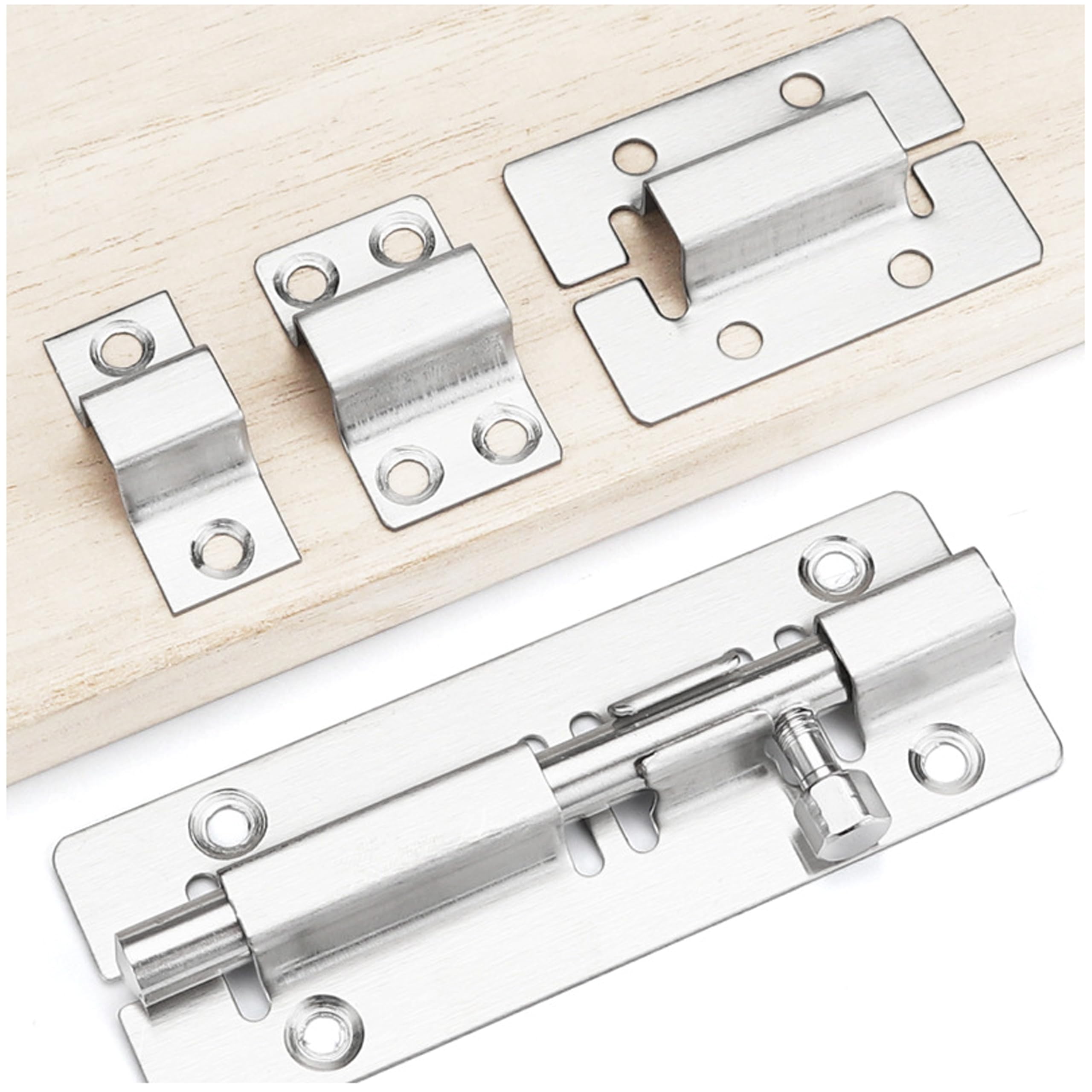 4 Sets Heavy Duty Stainless Steel Door Security Slide Latch Lock - 2.87
