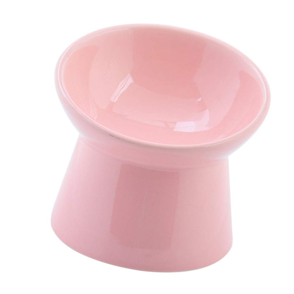 Balacoo 1-Piece Beveled Edge Ceramic Pet Bowl - Elevated High Base Dog & Cat Food Dish - Durable Pet Feeder for Small & Large Breeds - Perfect for Dry/Wet Food, Water, and Treats - Ideal for Home, Travel, and Outdoor Use