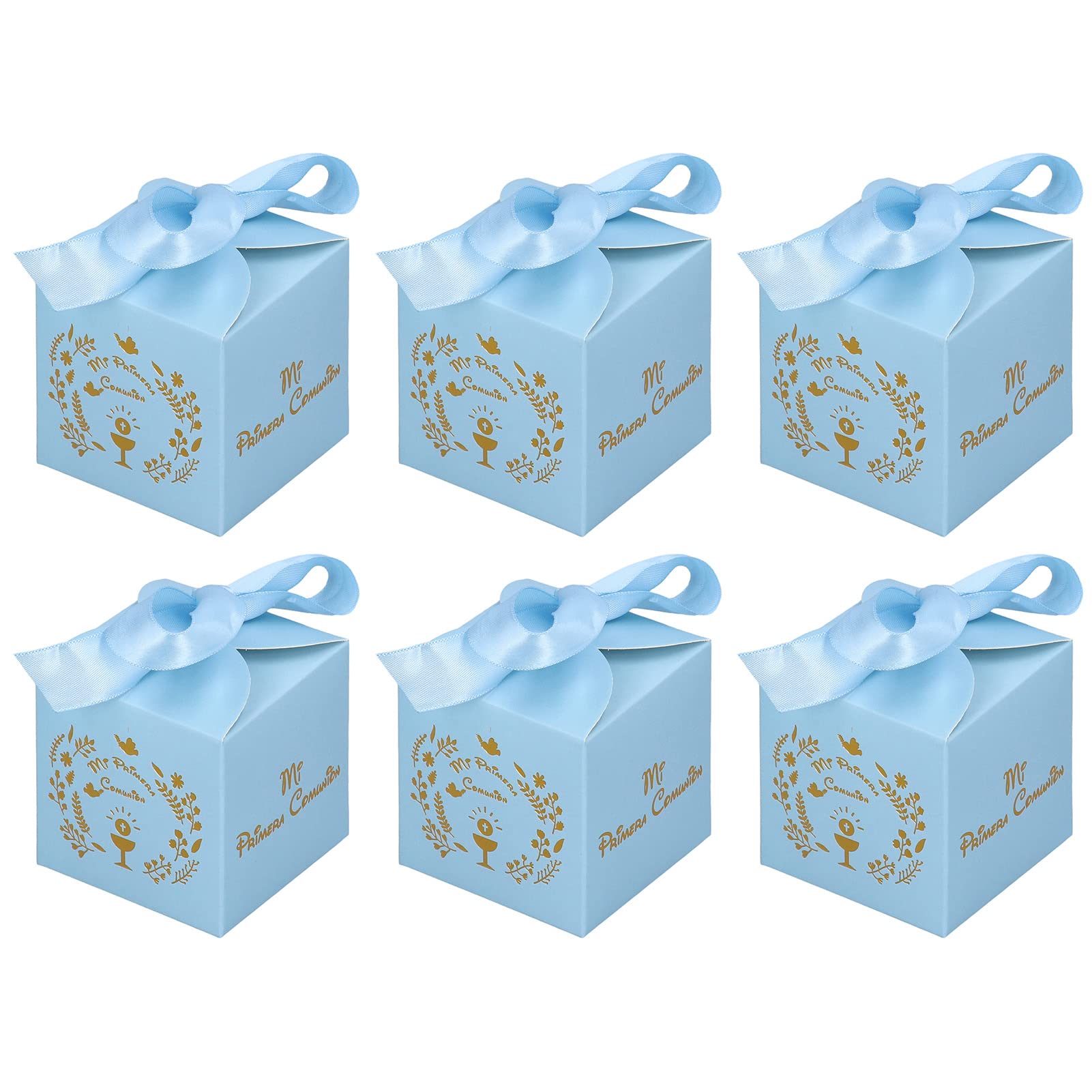 50pcs Blue Foldable Paper Favor Boxes - Elegant Wedding & Party Candy Gift Boxes for Bridal Showers, Baby Showers, Birthday Celebrations