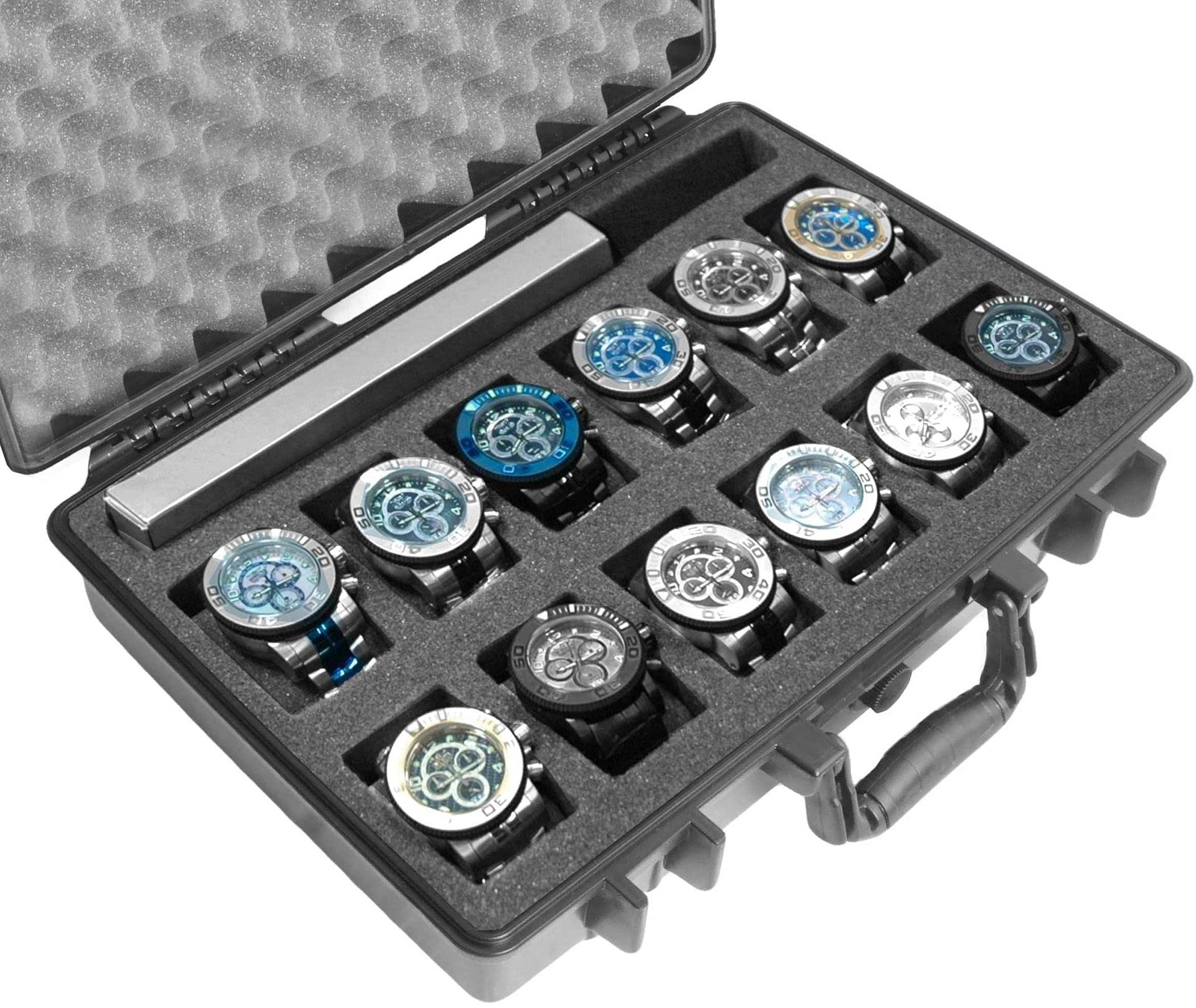 Case Club 12 Watch & Accessory Carry Case - Durable Hard Shell Waterproof Travel Storage Organizer for Men & Women - Perfect for Watch Collections, Jewelry, and Travel Accessories