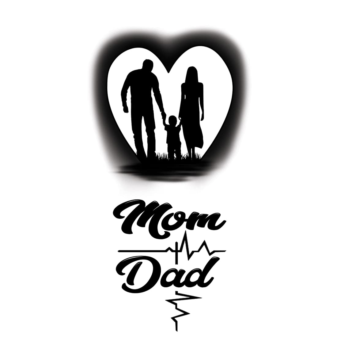 Waterproof Temporary Heart Tattoo for Kids - Mom & Dad Design - Perfect for Family Events, Birthdays & Beach Days
