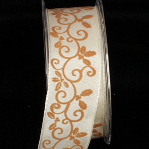 Ivory Velvet Mistle Wired Craft Ribbon 1.5 Inch x 27 Yards - Perfect for Christmas Decorations, Gift Wrapping, Wedding Bouquets and DIY Crafts