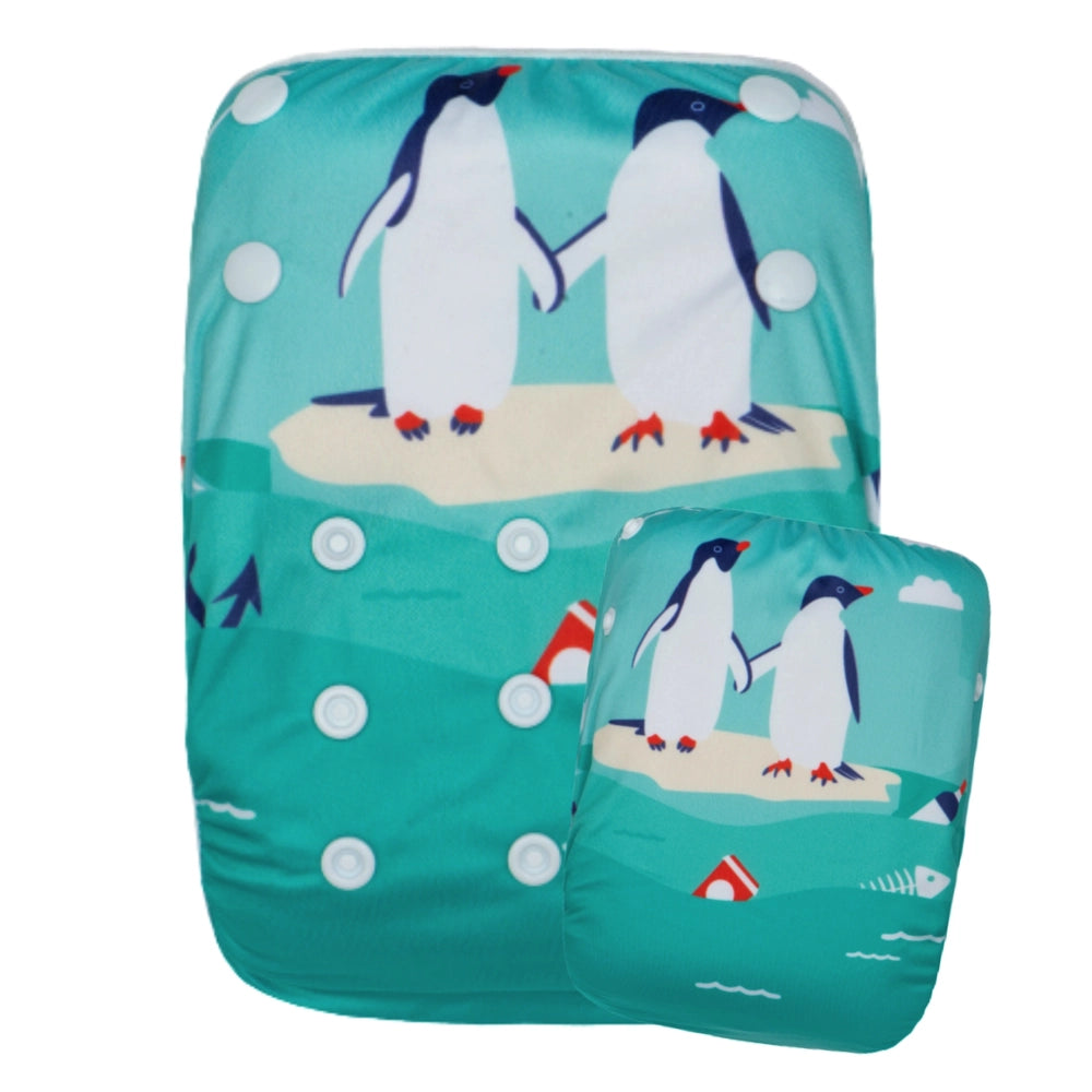Kawaii Baby Swim Cloth Diaper - Penguin Paradise Design | Waterproof Reusable Swim Diaper for Infants & Toddlers | Perfect for Pool, Beach & Splash Pad Playtime