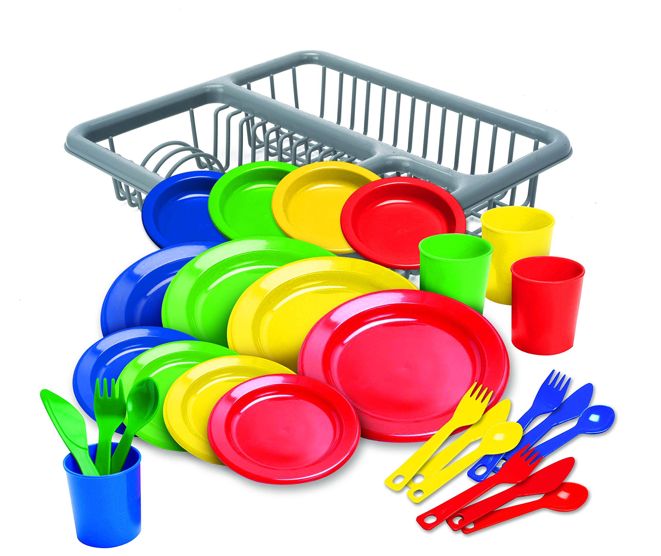 Kidzlane Kids and Toddlers Play Kitchen Set - 24-Piece Dishwasher Safe Plastic Dishes & Accessories for Pretend Play - Toy Plates, Cups, Utensils - Perfect for Imaginative Cooking & Role Play Games