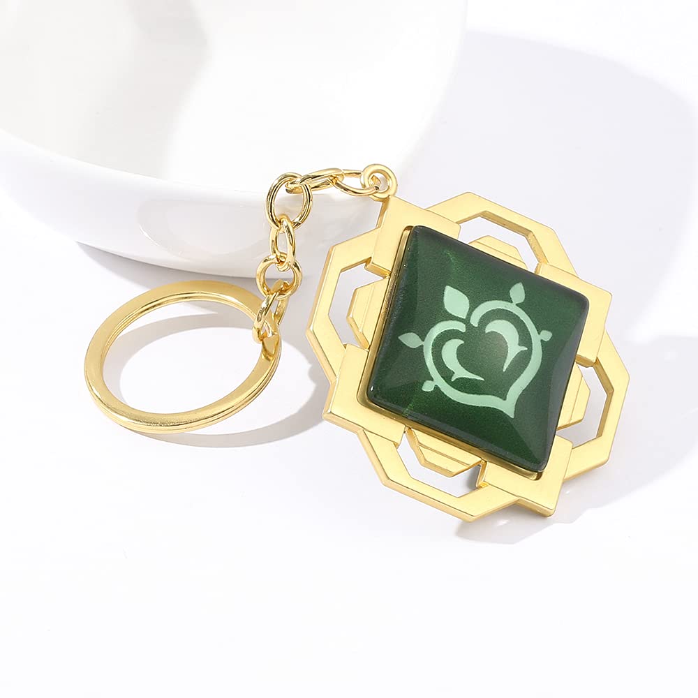 Luminous Liyue Vision Keychain - 2 Sides 3D Dendro Element Charm Keyring for Car Keys, Cosplay & Gifts | Anime Game Accessories for Genshin Impact Fans | Perfect for Keychains, Bag Charms & Collectibles