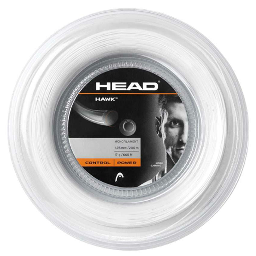 Head Hawk 17/1.25 Tennis String Reel (660ft/200m) - White Polyester String for Tennis Rackets - Perfect for Professional Players & Club-Level Performance