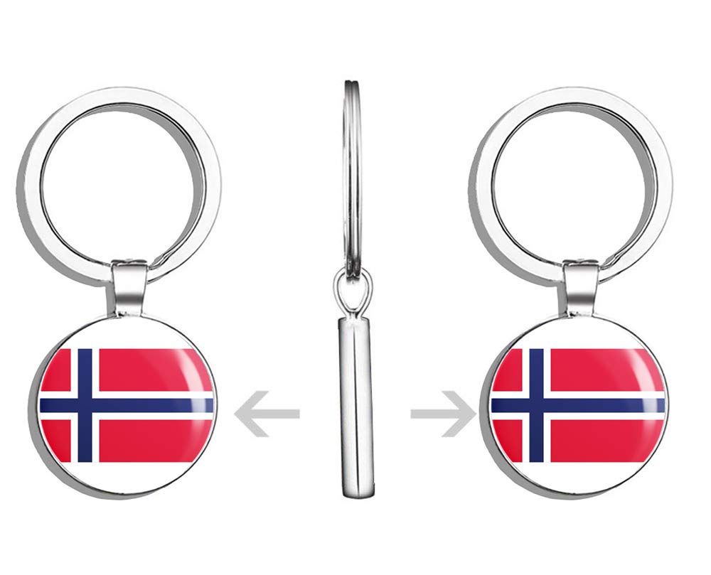 Double Sided Norway Flag Stainless Steel Keychain - Durable Key Ring Holder with Carabiner Clip for Keys, Backpacks & Travel Accessories | Perfect Gift for Travel Enthusiasts