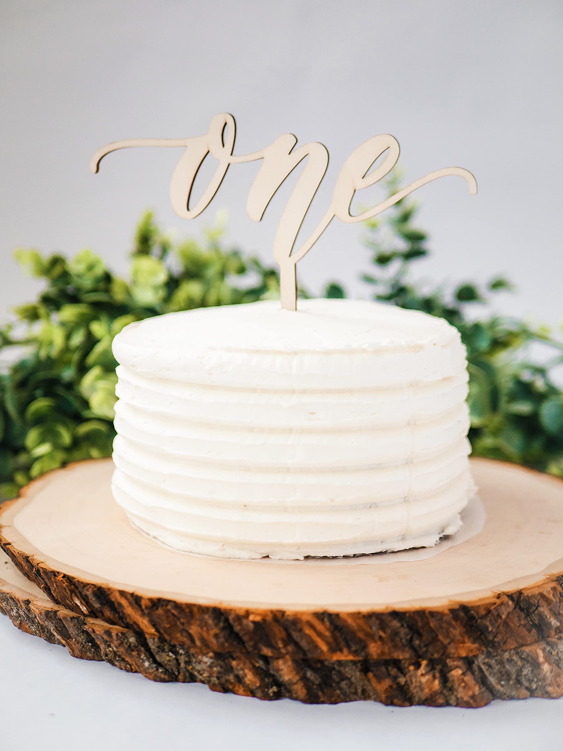 Rustic Wood Cake Topper for 1st Birthday - One Year Old First Birthday Cake Decorations - Smash Cake Topper - Wooden Birthday Party Decor - Perfect for Baby's First Birthday, Gender Neutral Party Decor