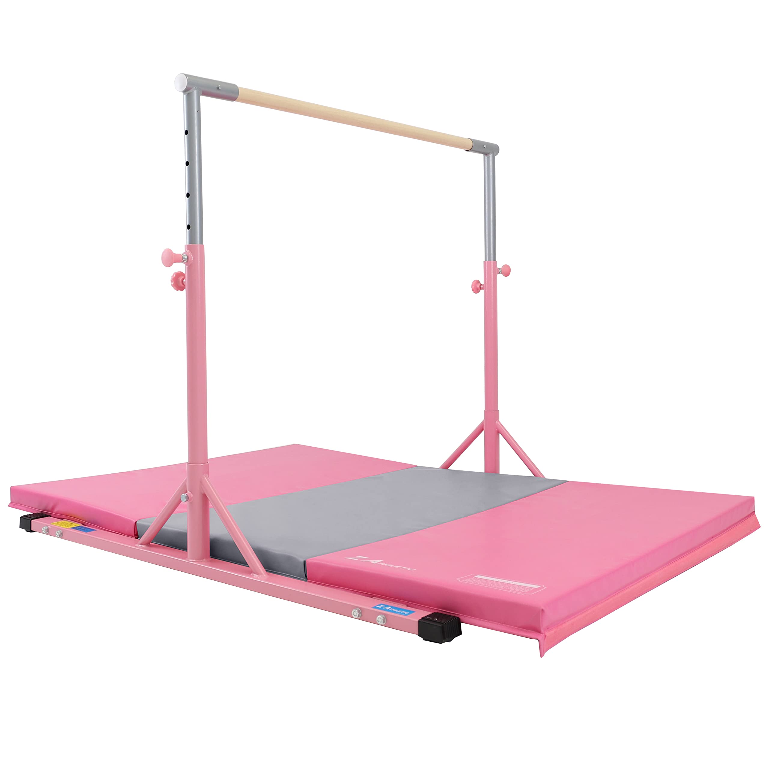 Z ATHLETIC Kip Bar with Folding Gymnastics Mat - Adjustable Home Gym Equipment for Kids & Adults - Perfect for Gymnastics Training, Exercise & Playtime Activities