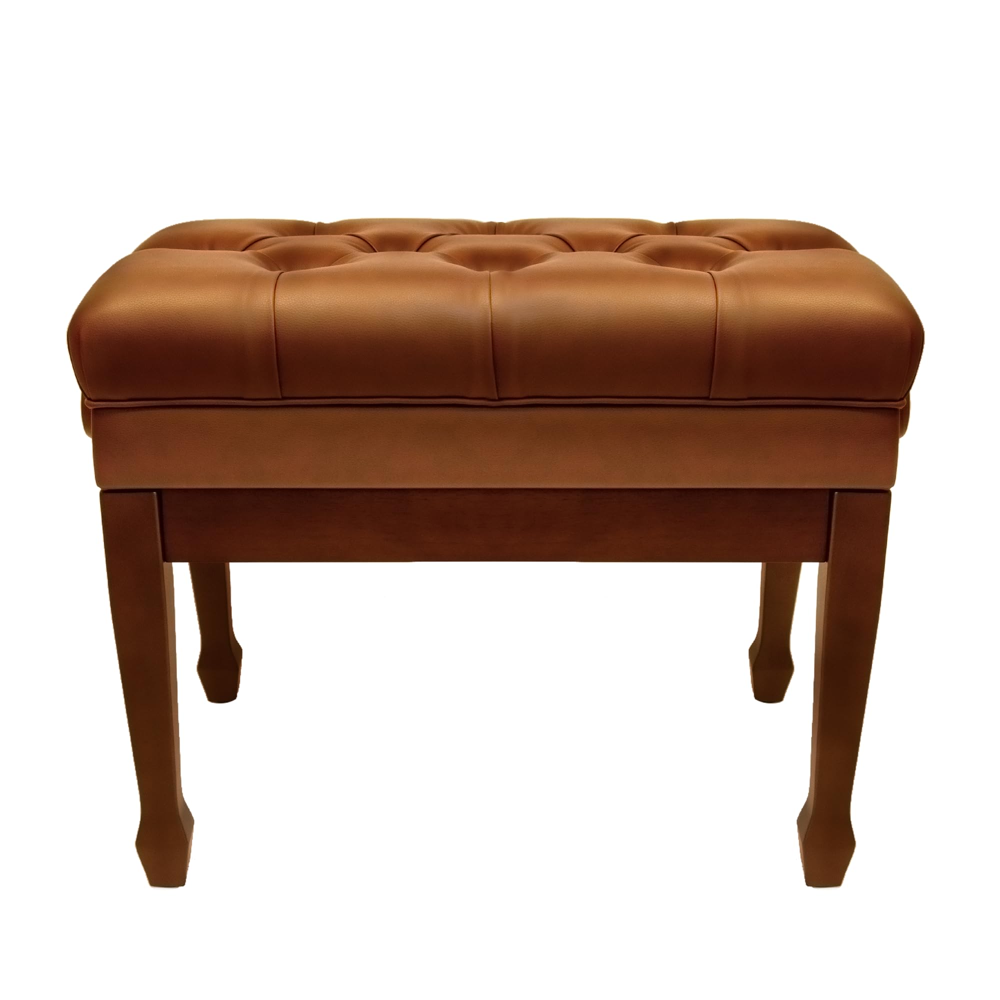 Adjustable Brown Piano Bench with Storage - Genuine Leather Walnut Piano Stool with Padded Cushion - Perfect for Home, Studio & Music Practice