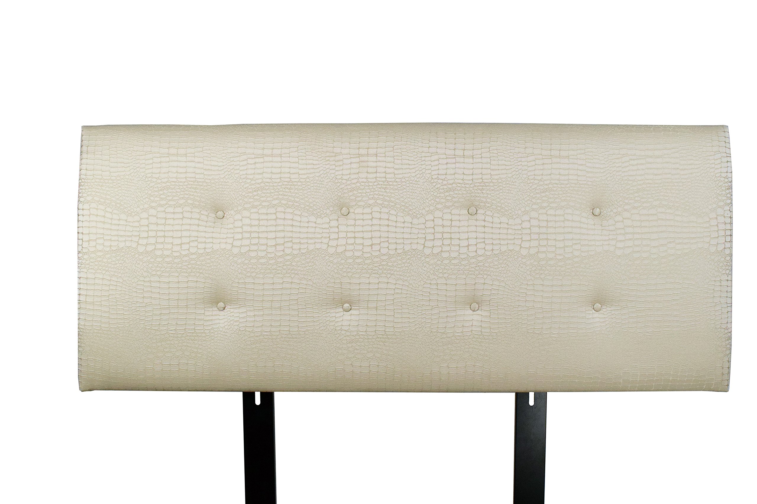 MJL Furniture Designs Ali Padded Bedroom Headboard - Contemporary Style Queen Size Bed Frame Headboard with Ecru Finish, USA Made | Perfect for Modern Master Bedroom Decor & Guest Room Upgrade