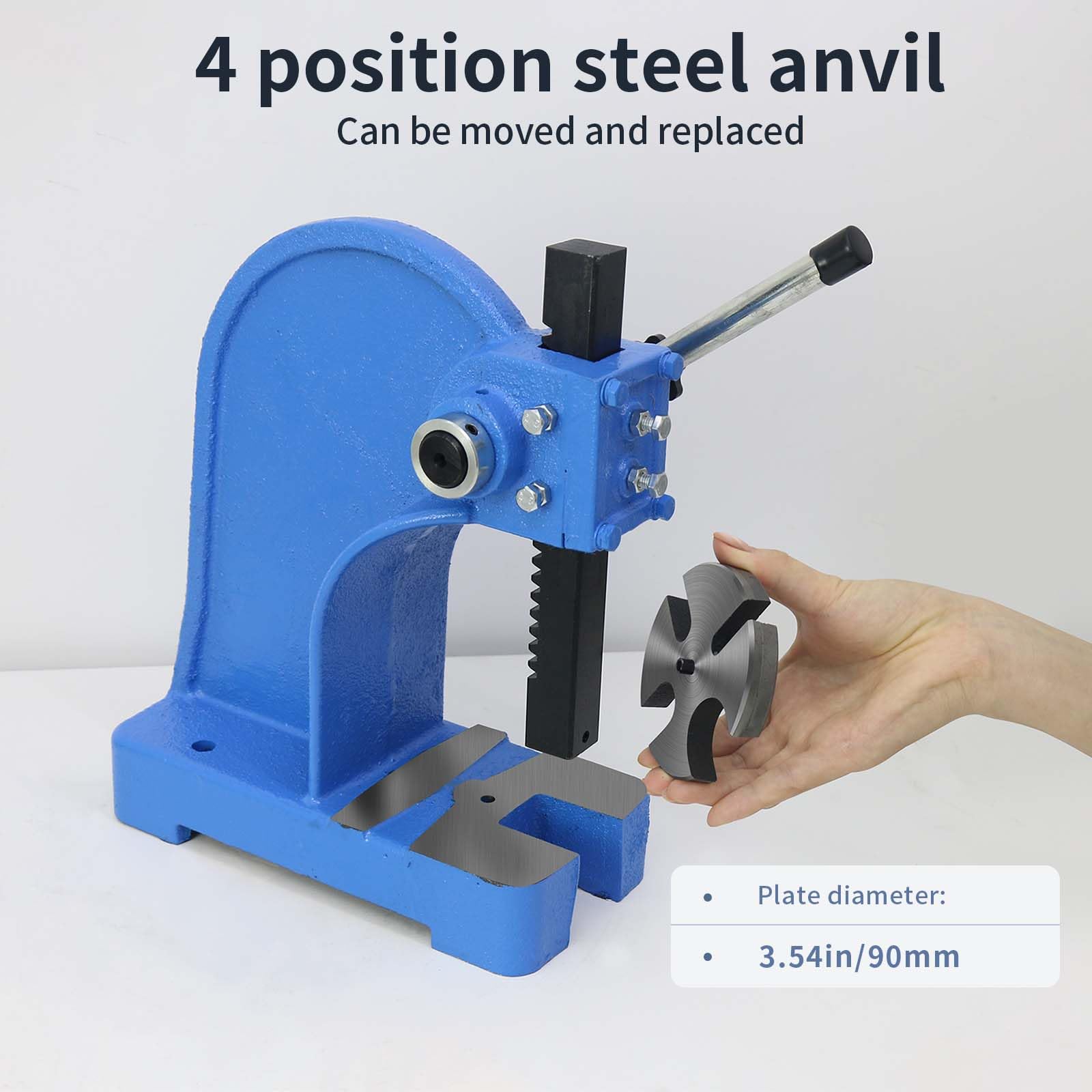 1 Ton Manual Arbor Press - Cast Iron Desktop Punch Press Machine with 5.5