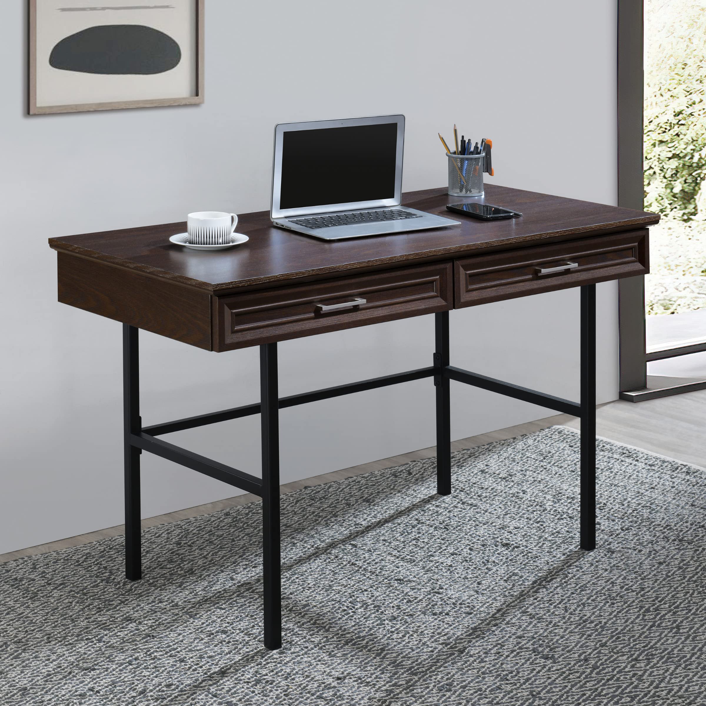 OSP Jefferson Writing Desk with Lockdowel Fastening System - Espresso Finish Home Office Desk for Study, Work & Remote Learning