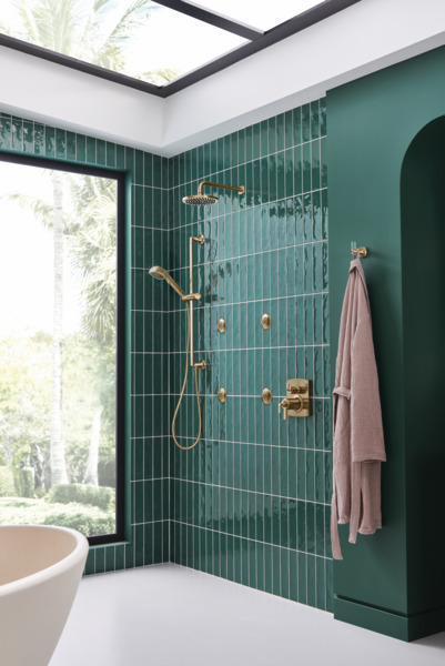 Brilliance Luxe Gold 8 Round Raincan Shower Head 2.5 GPM - Brizo 81375 GL 2.5 | High Pressure Rainfall Shower for Spa-Like Bathroom Experience