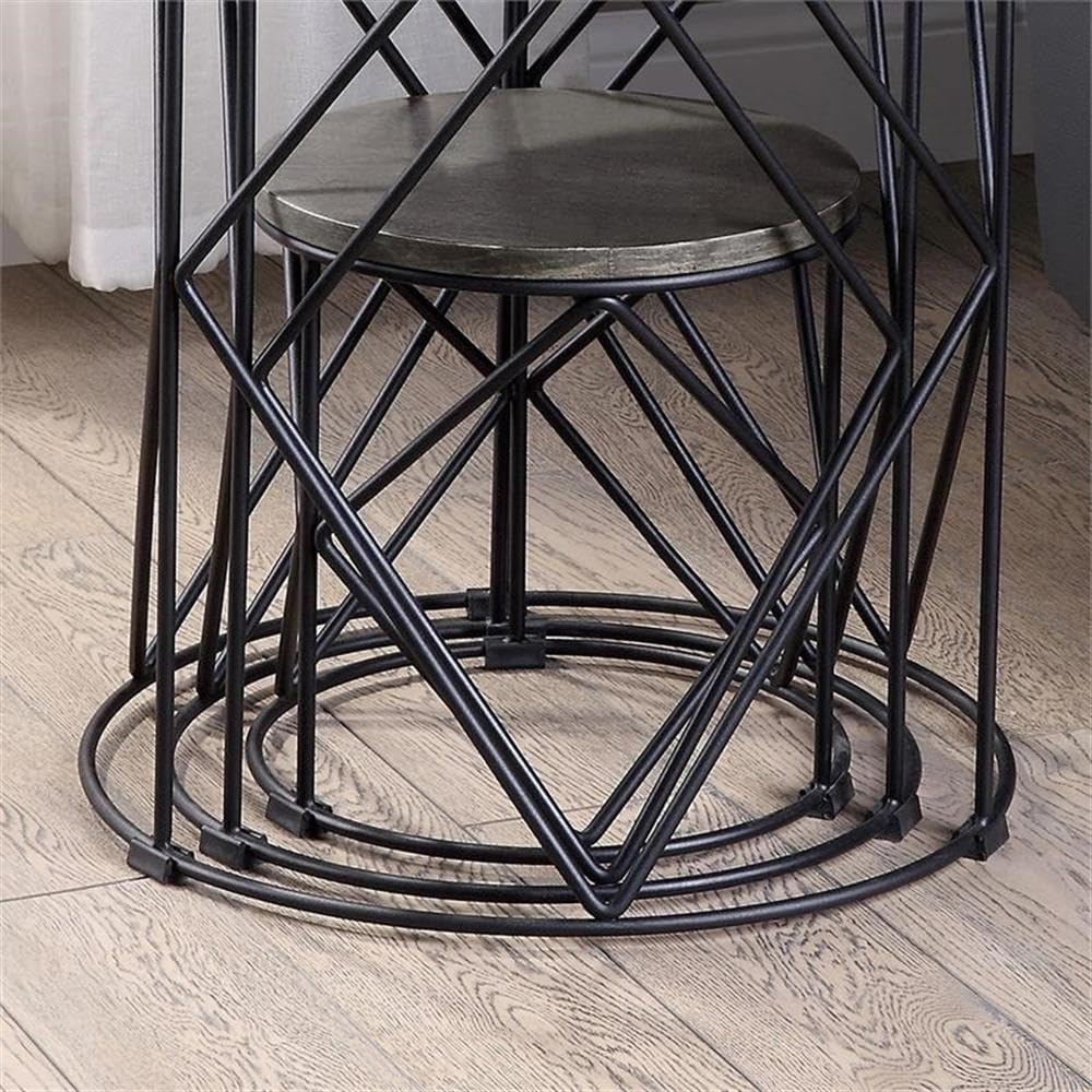 Furniture of America Nikova Contemporary Black Wood 3-Piece Nesting Coffee Tables - Perfect for Living Room, Office & Small Space Decor